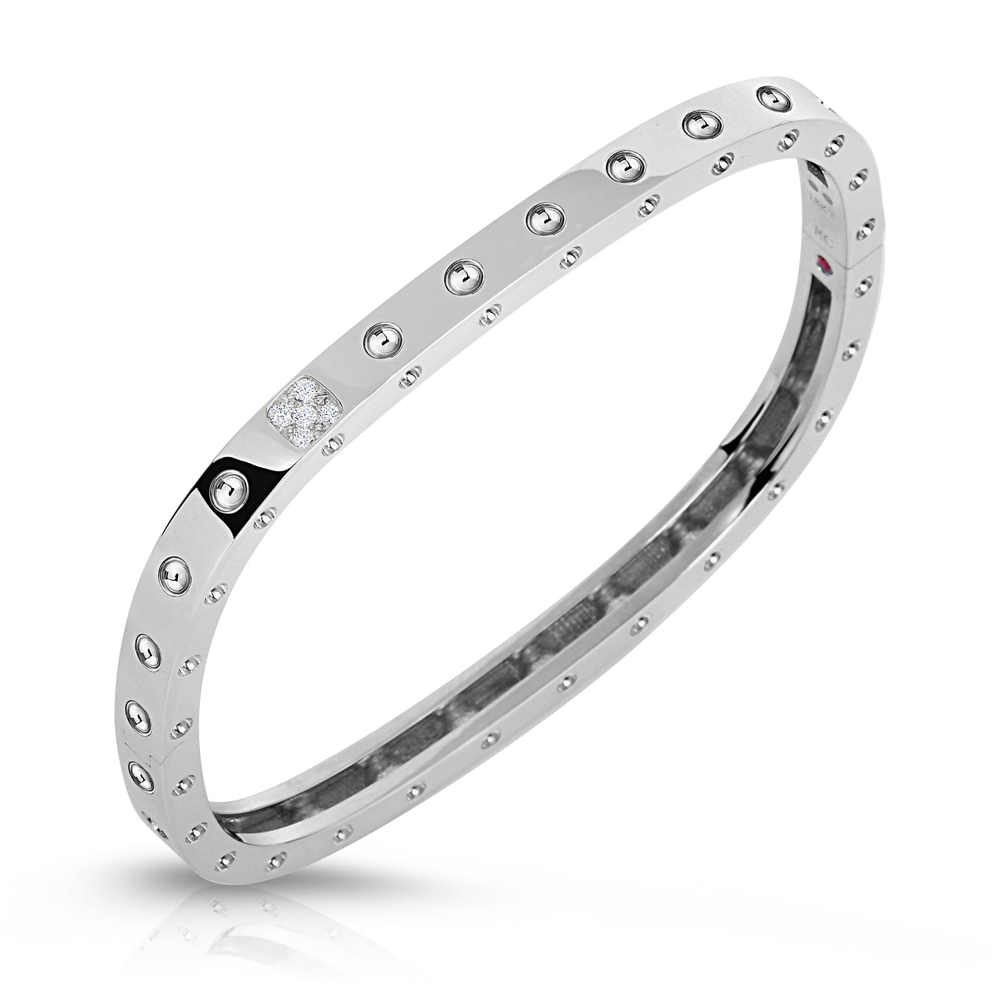 18k White Gold Pois Moi Diamond Accent Square Bangle