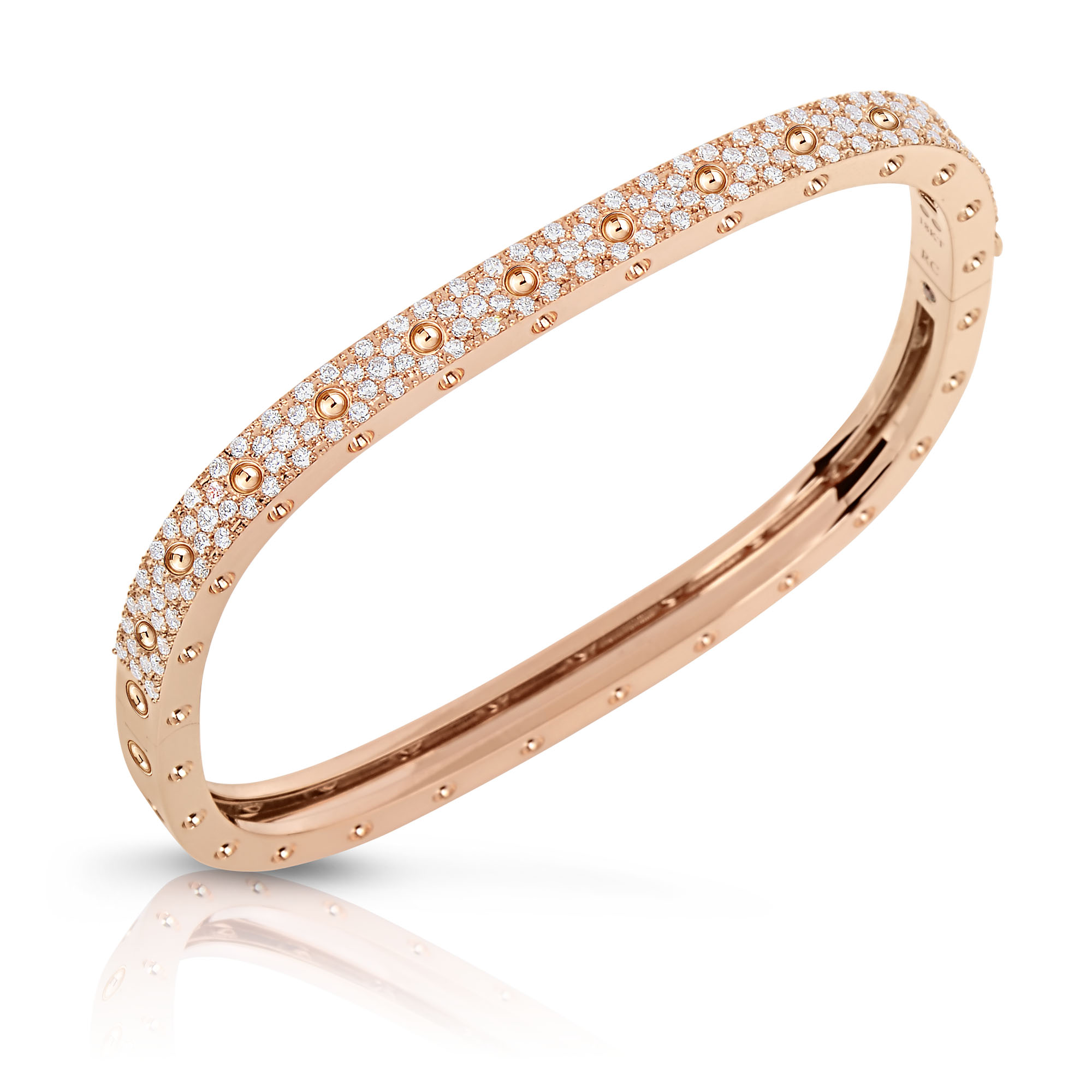 18k Rose Gold Pois Moi 1 Row Square Pave Diamond Bangle