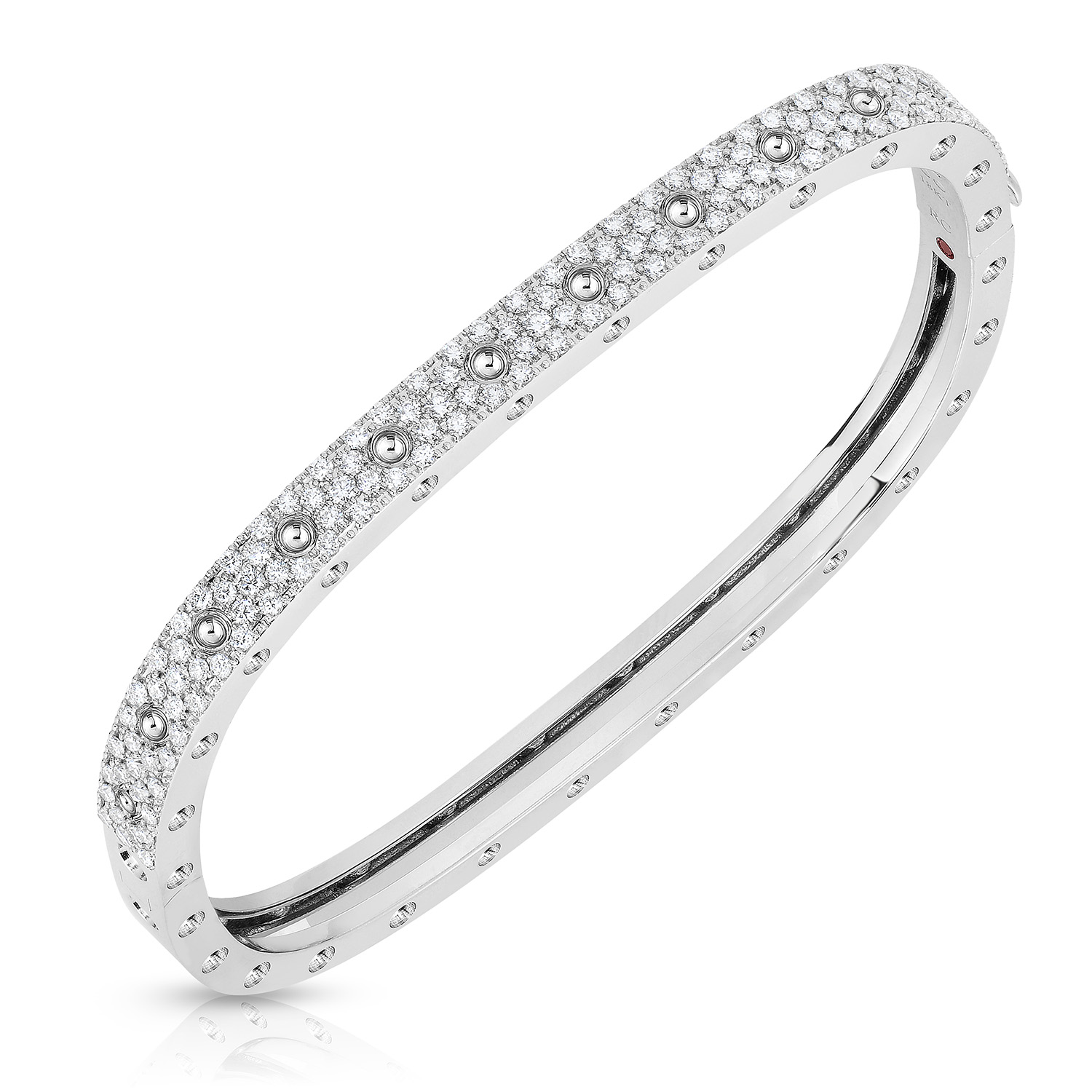 18k Rose/white Gold Pois Moi 1 Row Square Pave Diamond Bangle