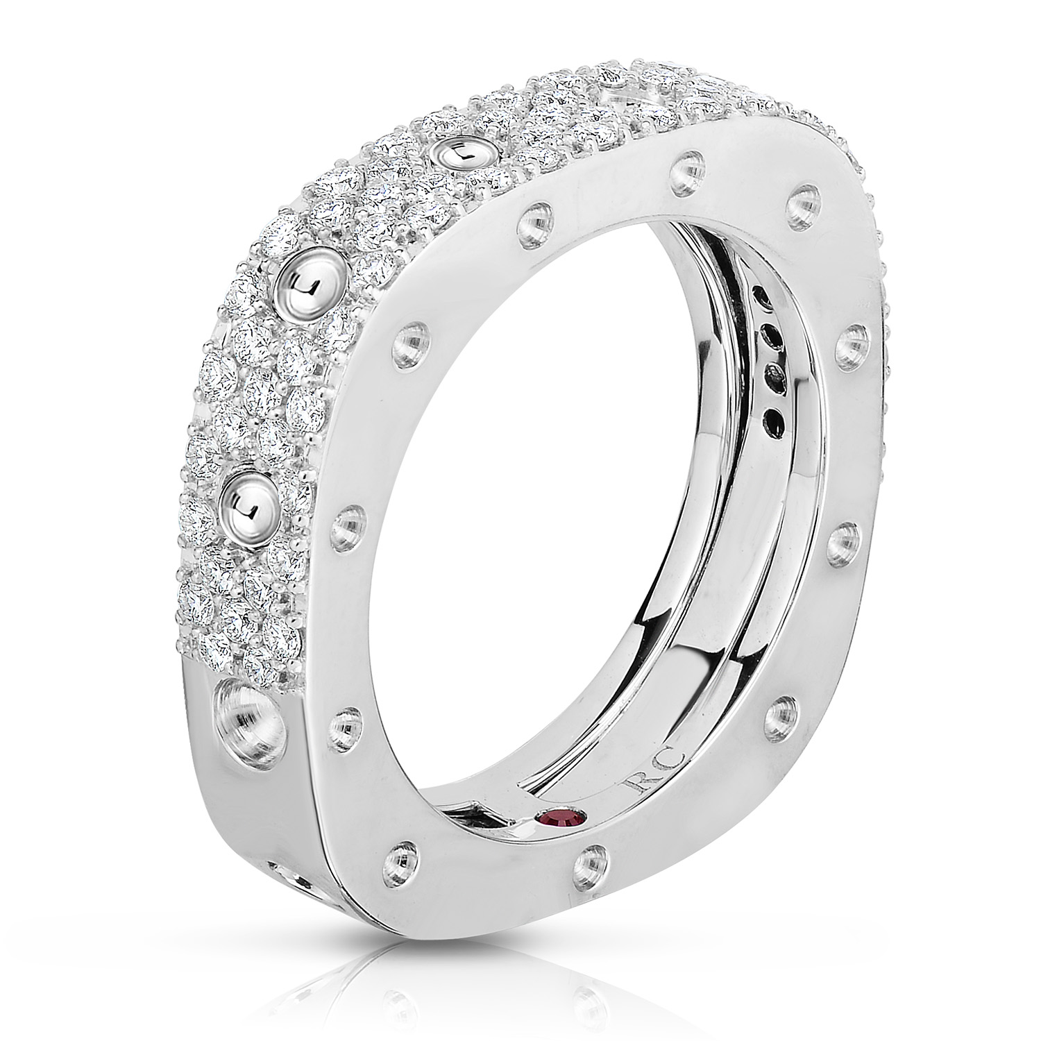 18k White Gold Pois Moi 1 Row Diamond Square Ring