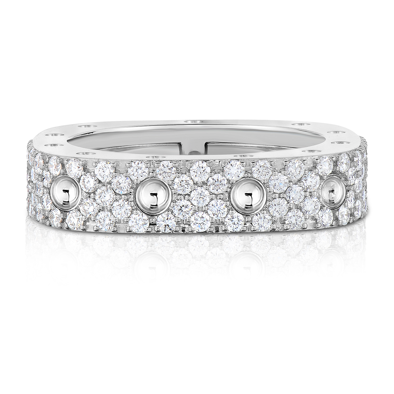 18k White Gold Pois Moi 1 Row Diamond Square Ring