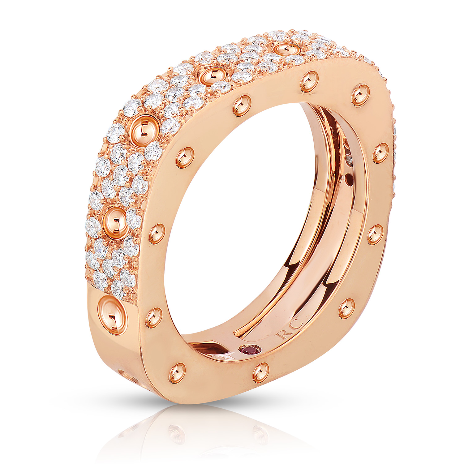 18k Rose Gold Pois Moi 1 Row Diamond Square Ring