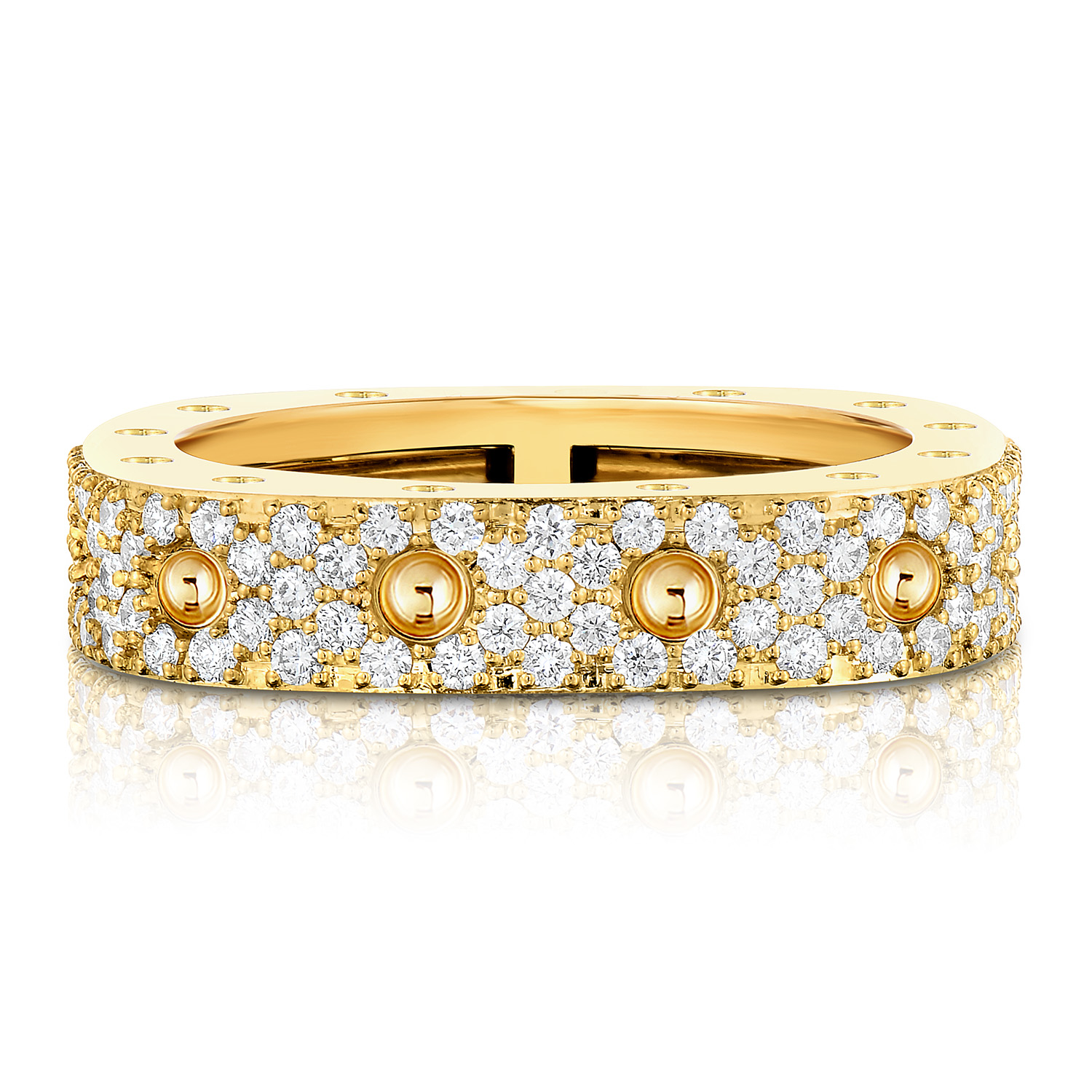 18k Yellow Gold Pois Moi 1 Row Diamond Square Ring