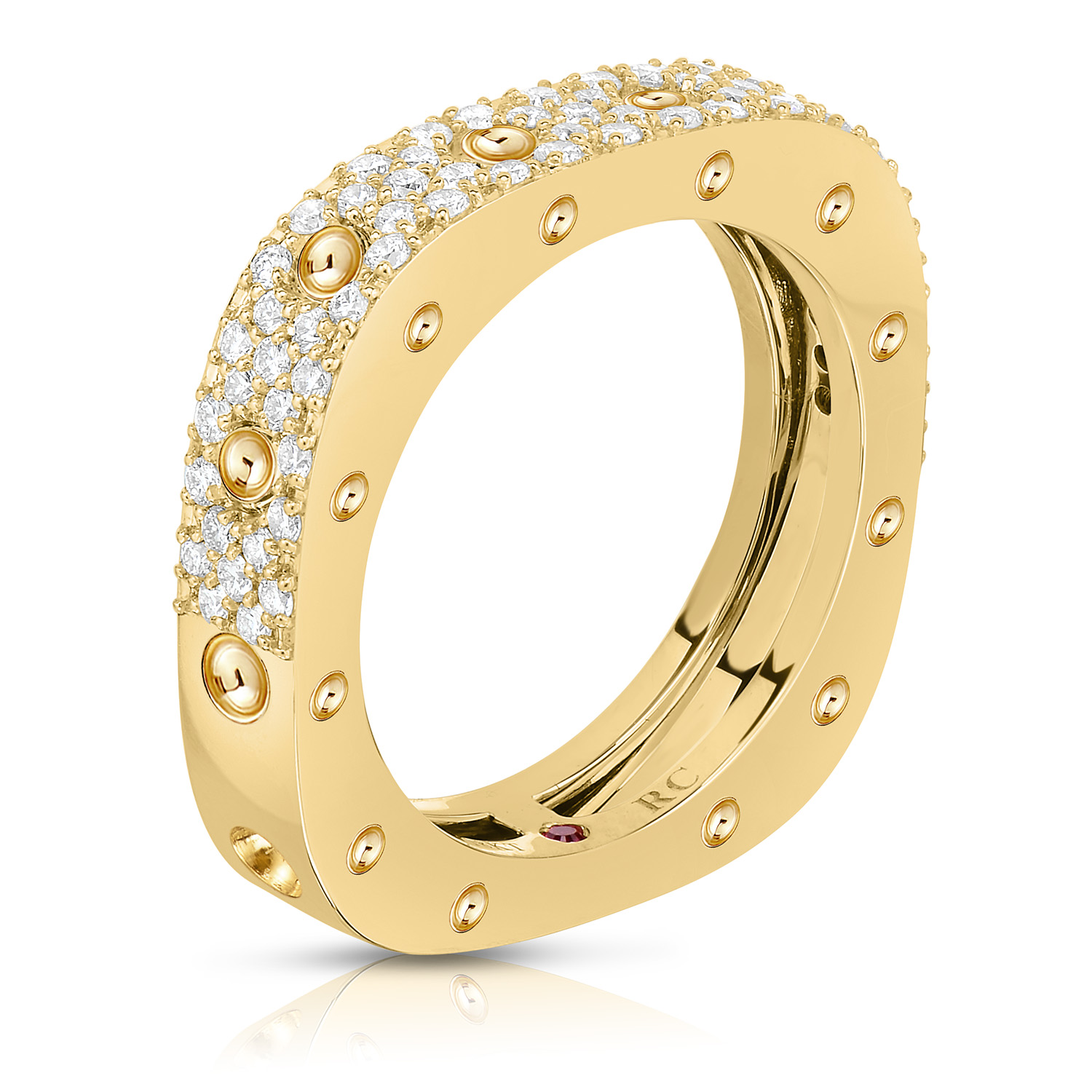 18k Yellow Gold Pois Moi 1 Row Diamond Square Ring