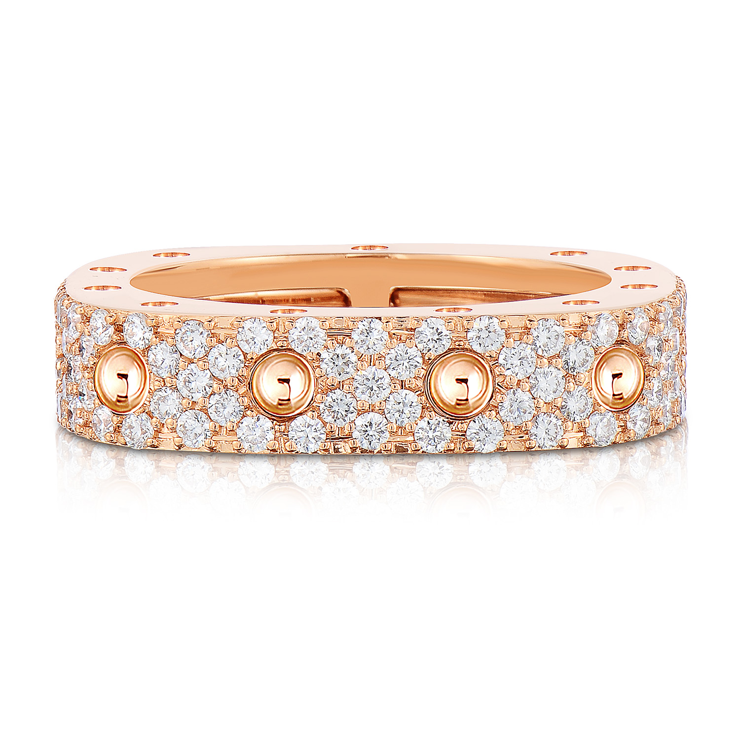 18k Rose Gold Pois Moi 1 Row Diamond Square Ring