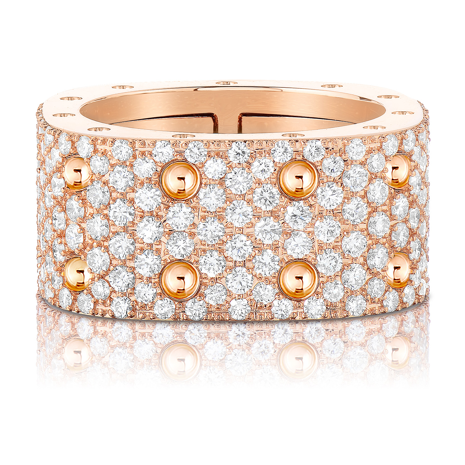 18k Rose Gold Pois Moi 2 Row Diamond Square Ring