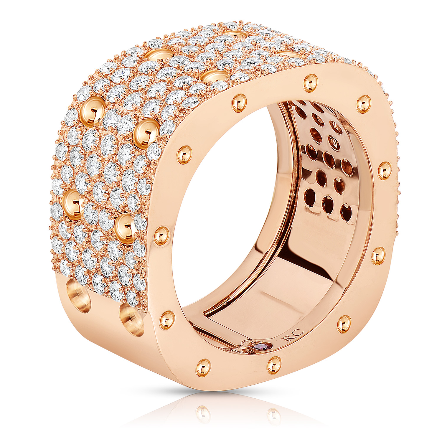 18k Rose Gold Pois Moi 2 Row Diamond Square Ring