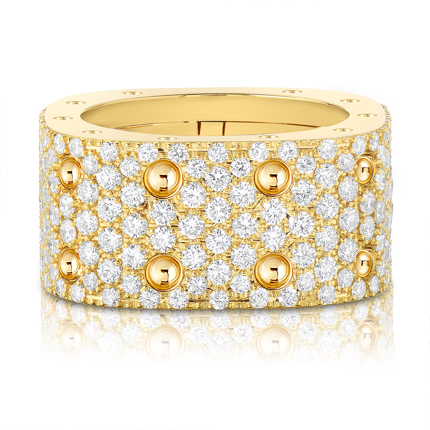 18k Yellow Gold Pois Moi 2 Row Diamond Square Ring