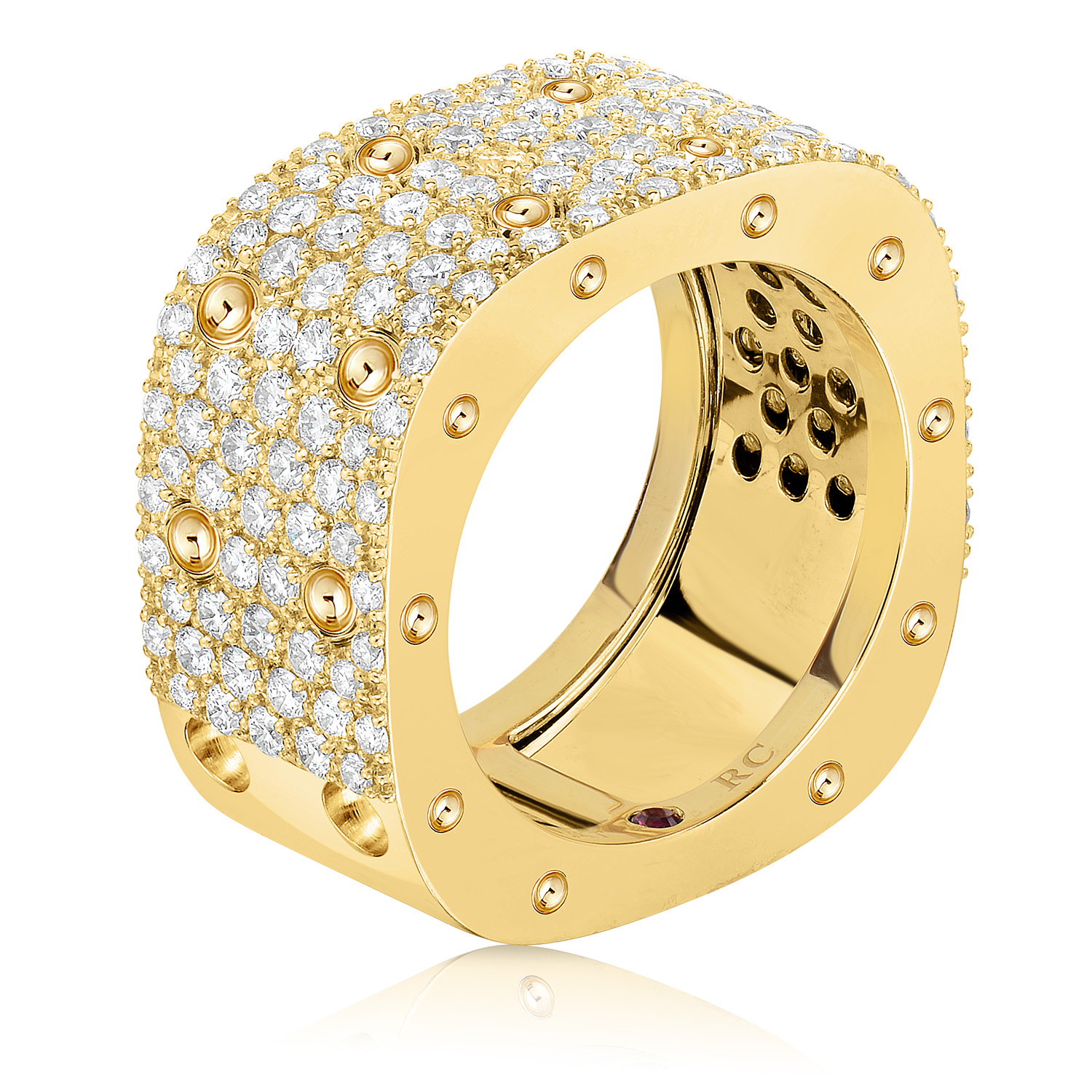 18k Yellow Gold Pois Moi 2 Row Diamond Square Ring