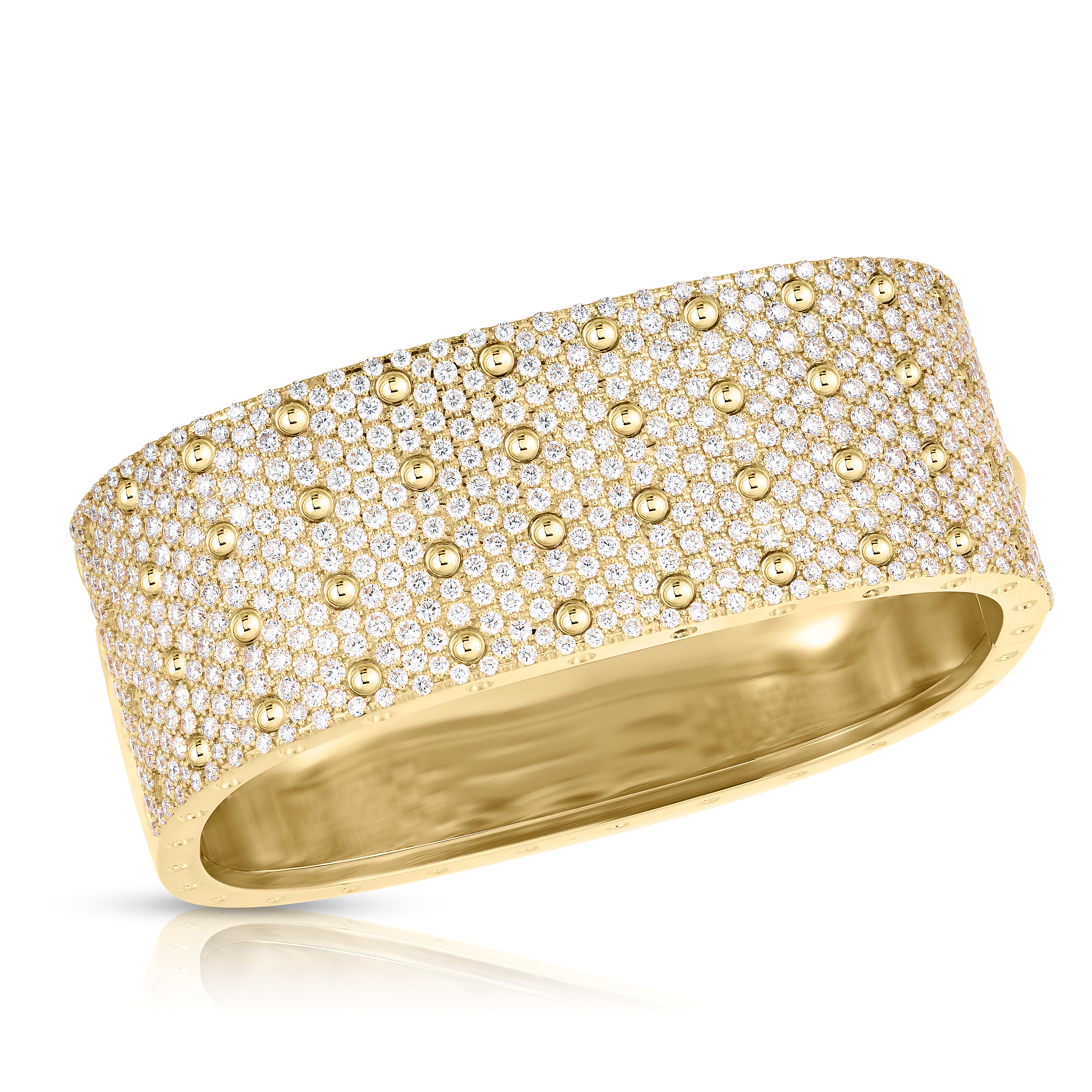 18k Yellow Gold Pois Moi 4 Row Pave Diamond Bangle