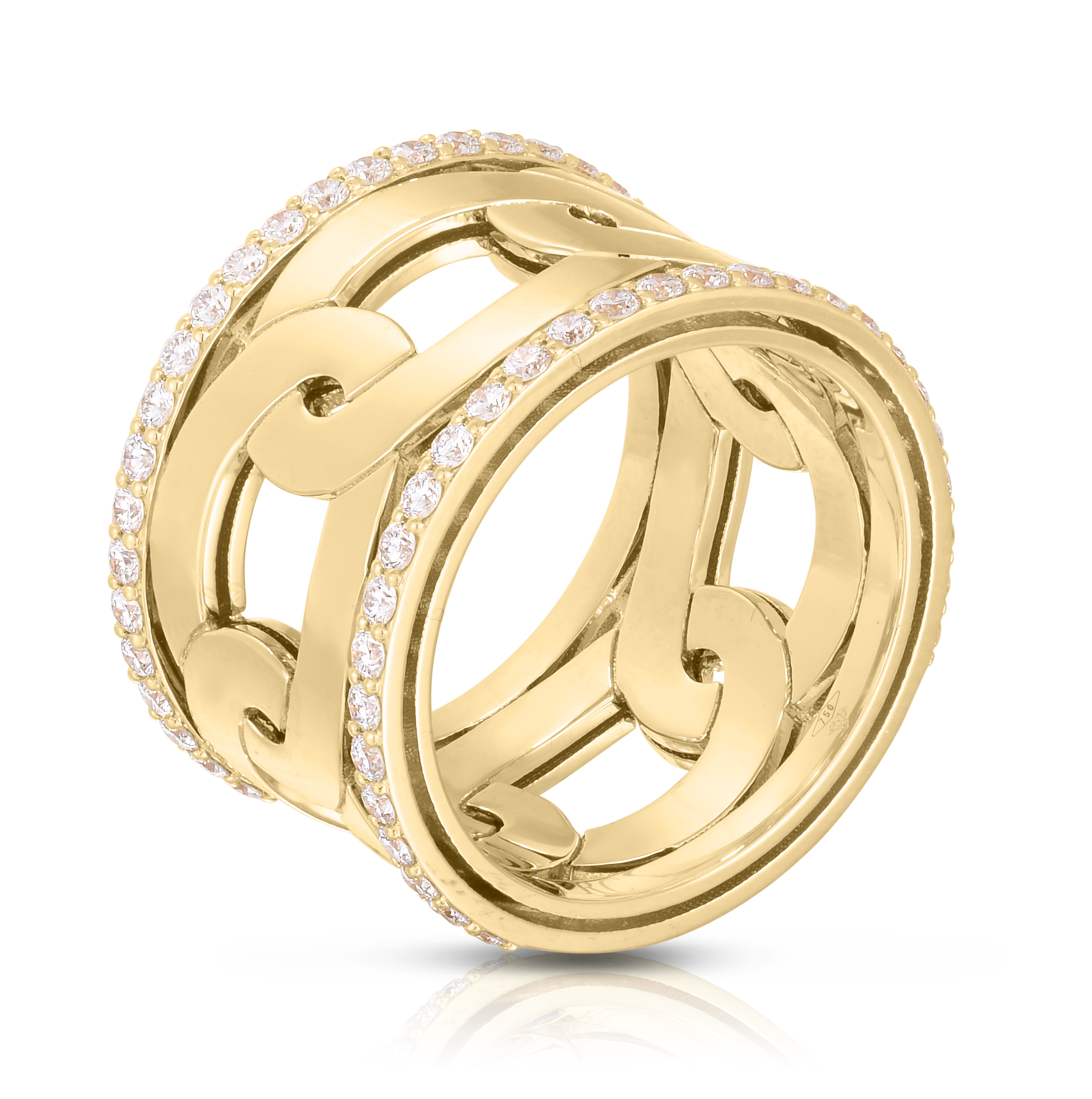 18k Yellow Gold Navarra Wide Diamond Edge Ring