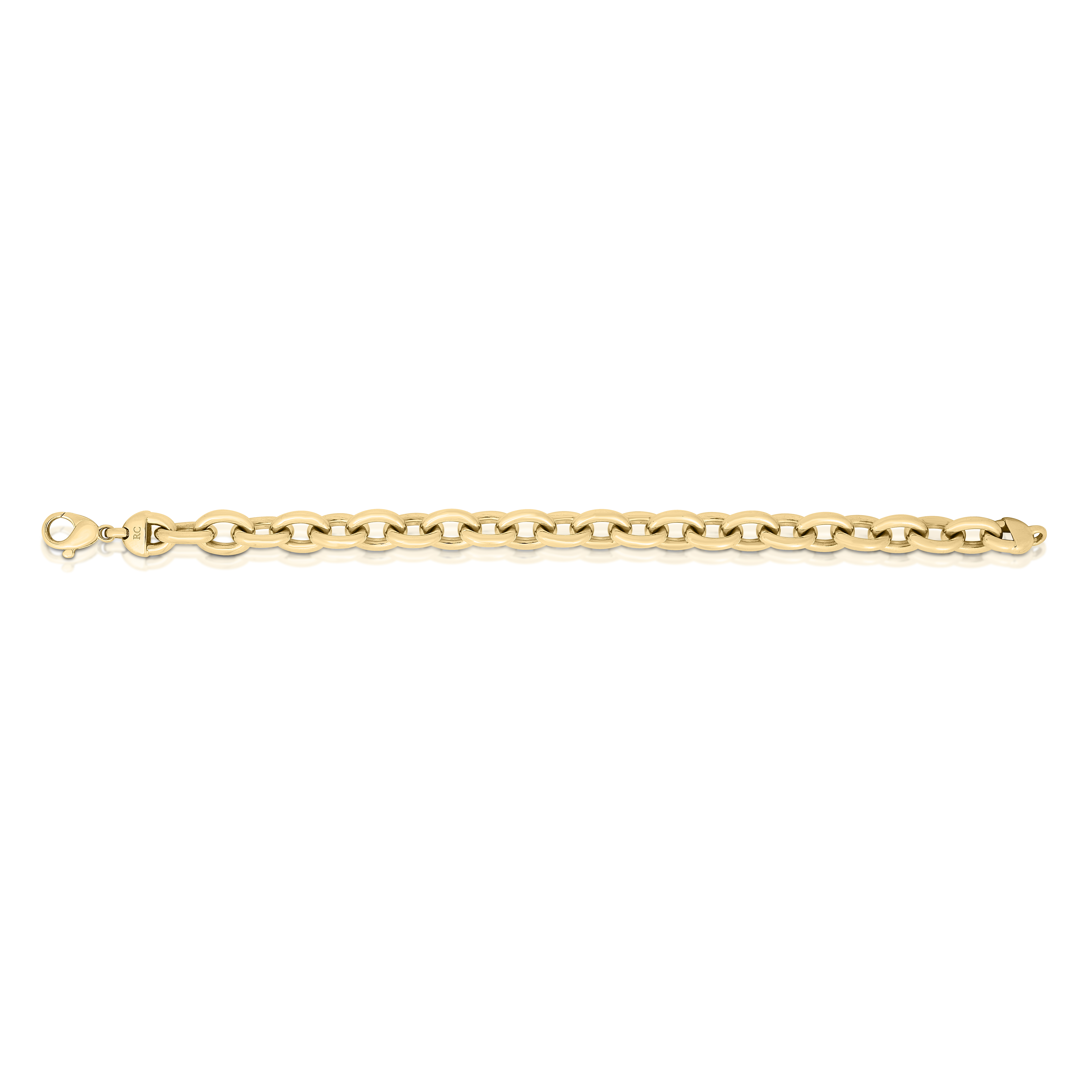 18k Yellow Designer Gold Tight Gauge Oval Link Bracelet