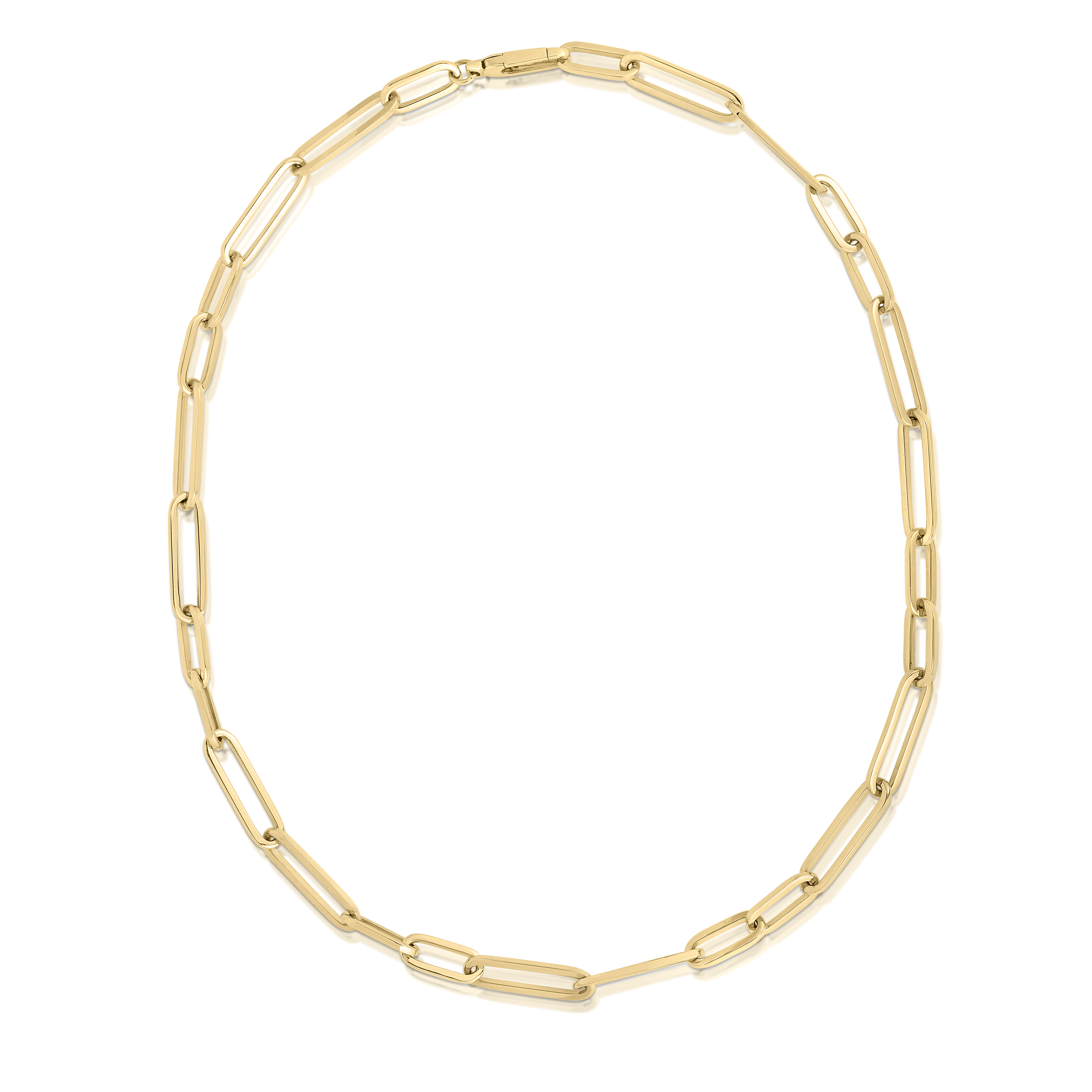 18k Yellow Designer Gold Alternating Paperclip Link Necklace
