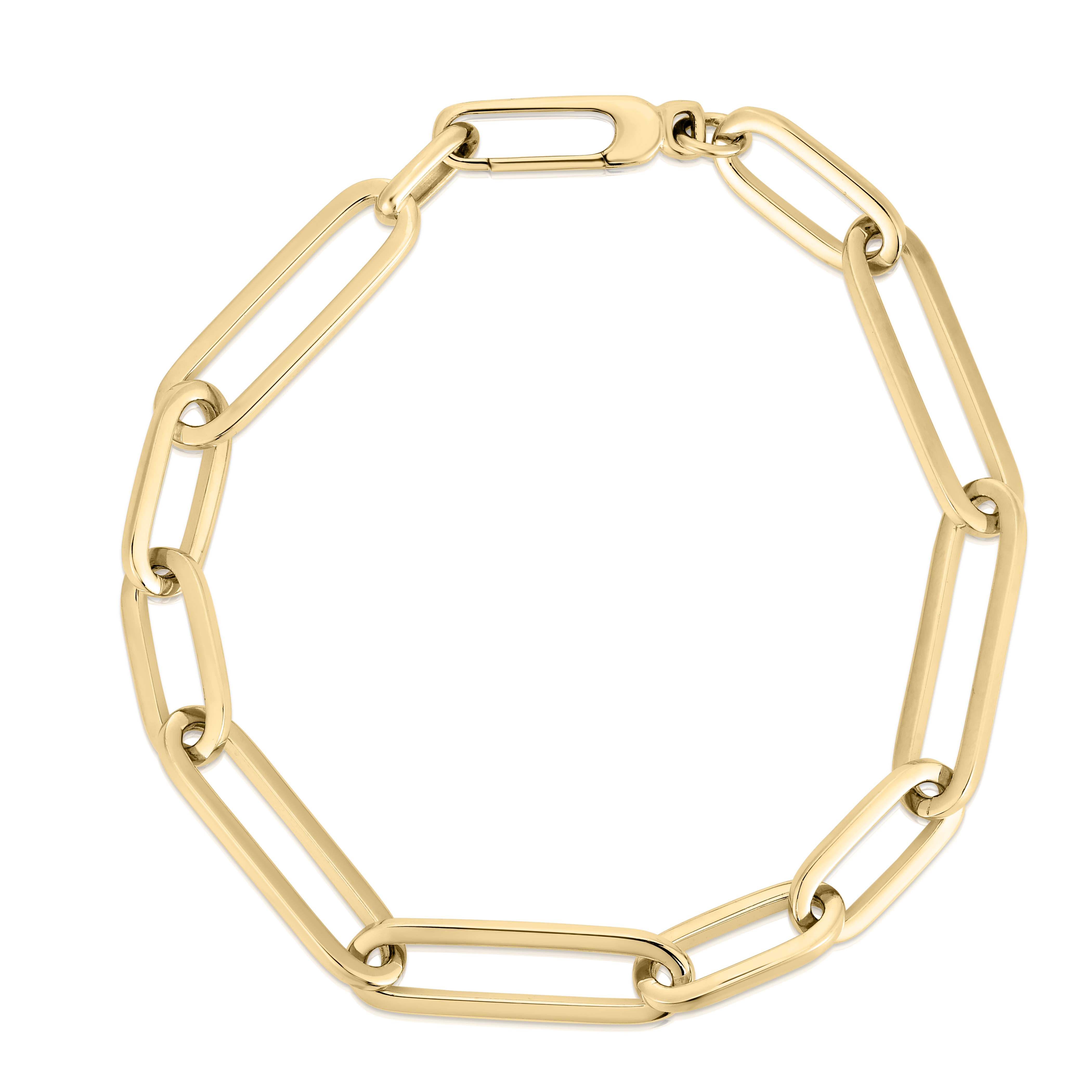 18k Yellow Designer Gold Alternating Paperclip Link Bracelet