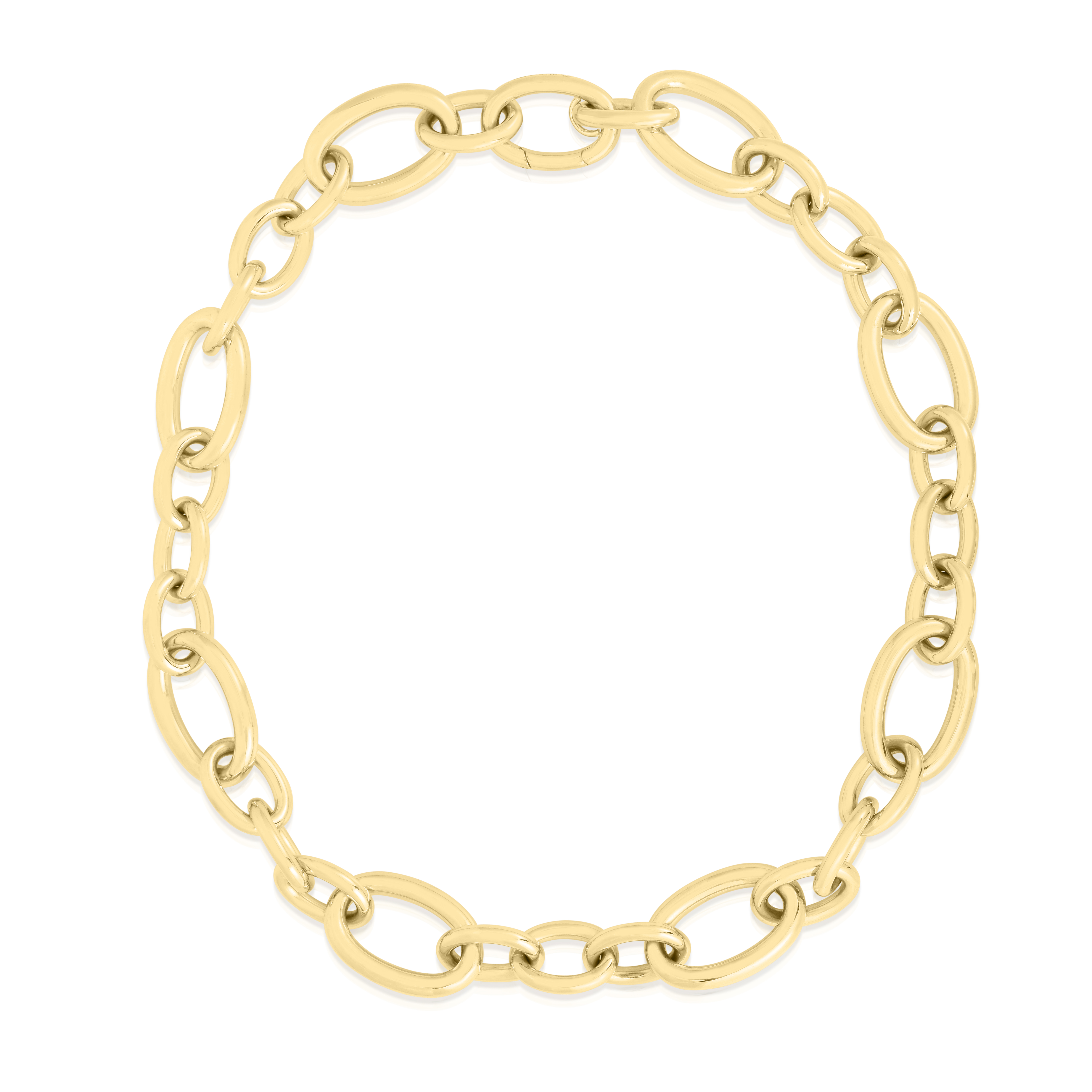 18k Yellow Designer Gold Alternating Oval Link Chain
