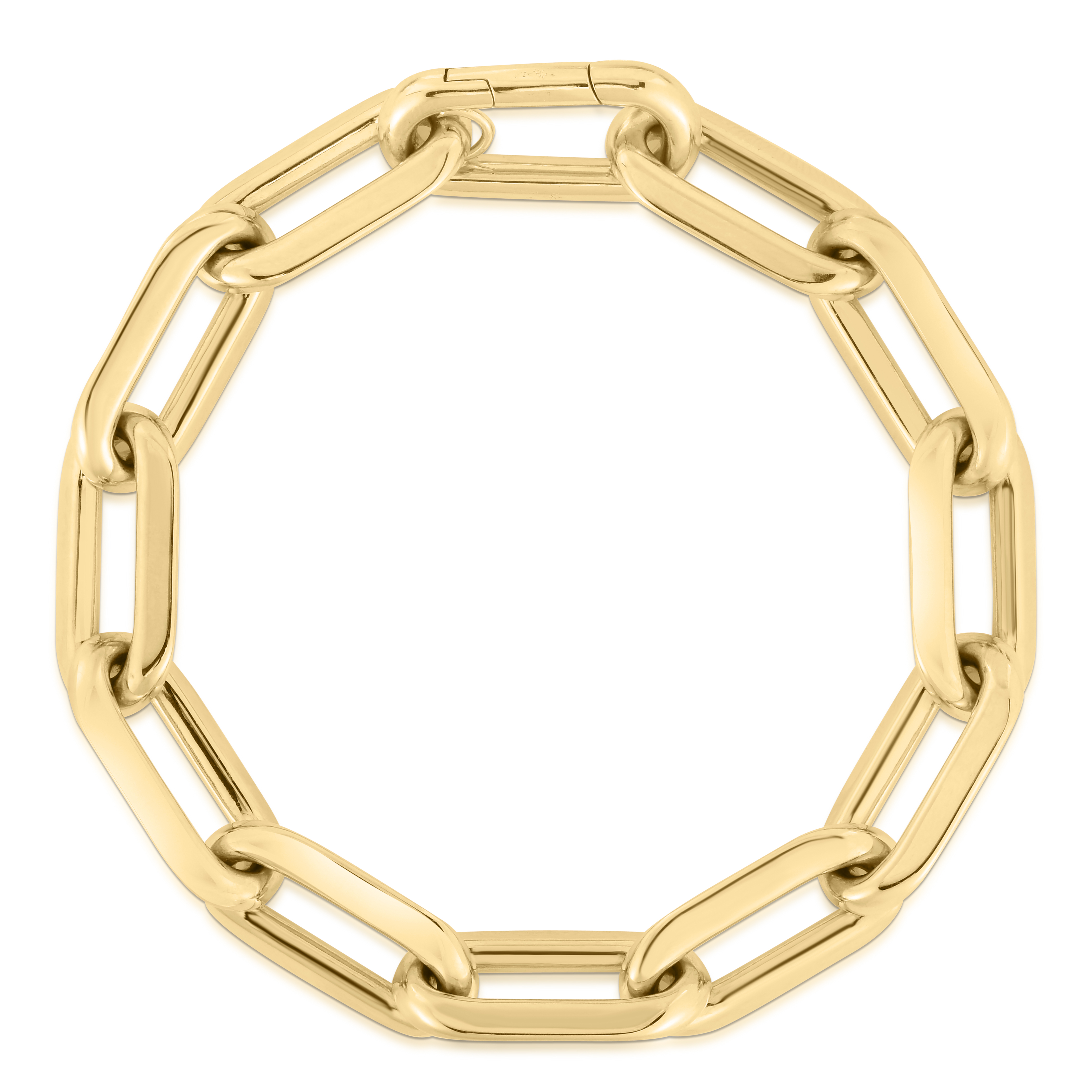 18k Yellow Designer Gold Thick Paperclip Bracelet