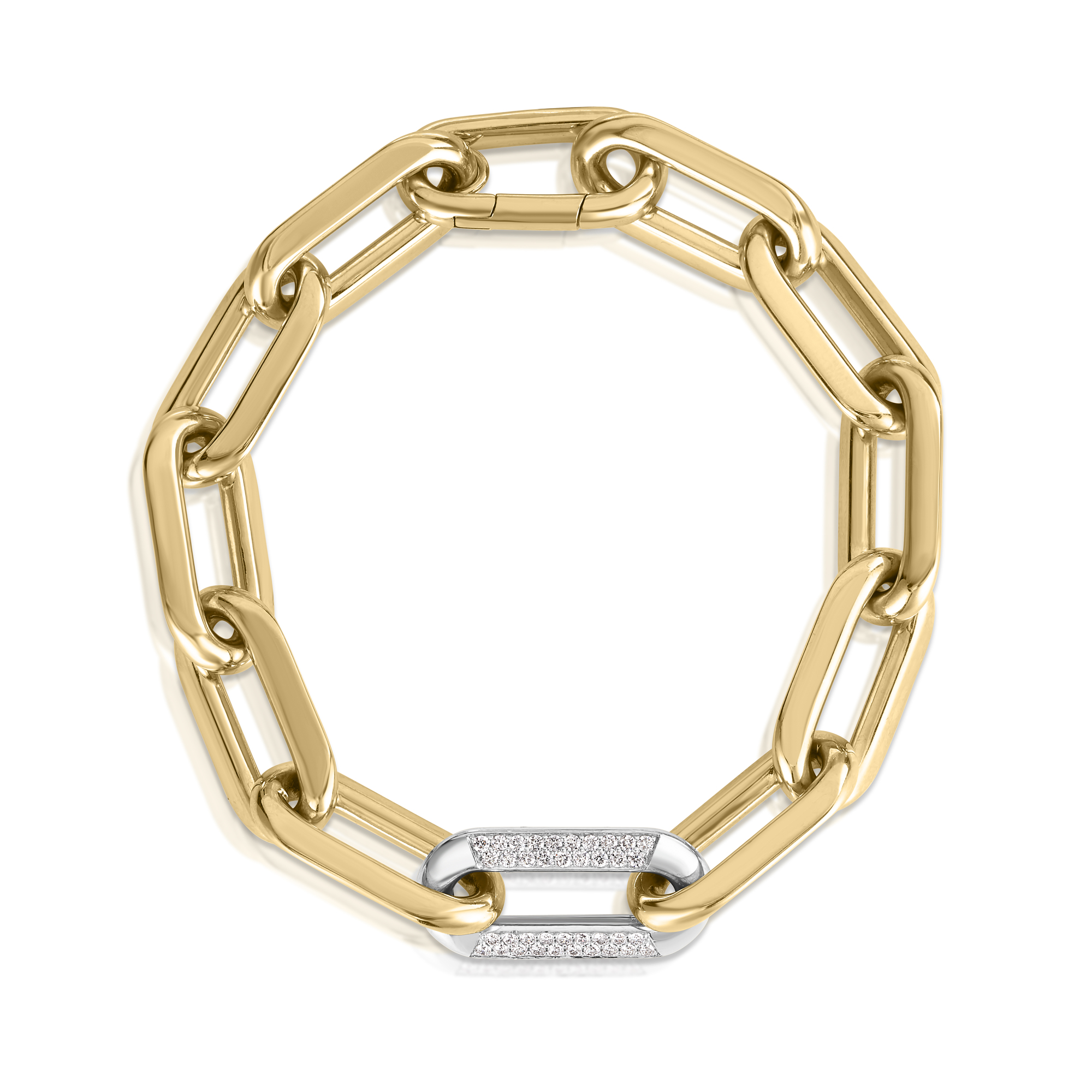18k Yellow/white Designer Gold Diamond Link Bracelet