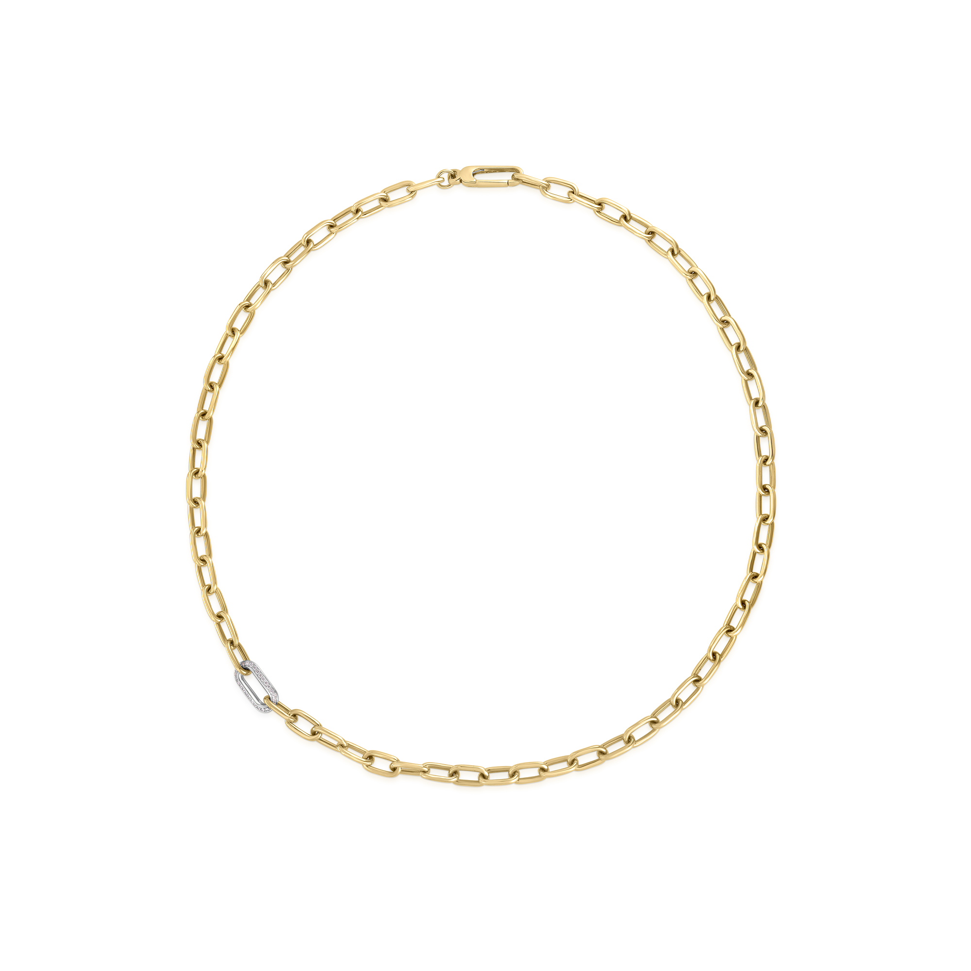 18k Yellow/white Designer Gold Diamond Link Chain Necklace