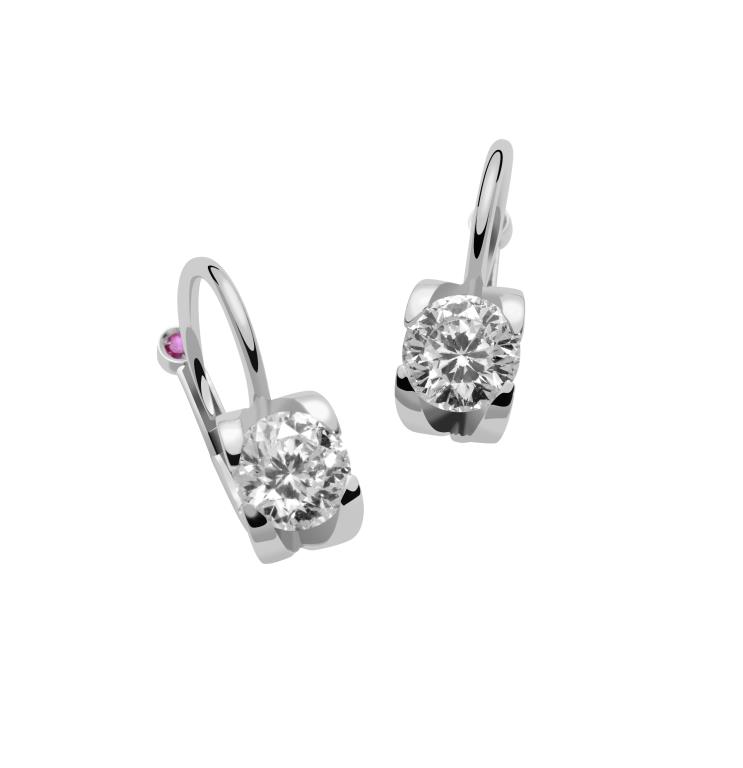 18k White Gold Classic Diamond C Profile Eurowire Earrings - Fg Vs