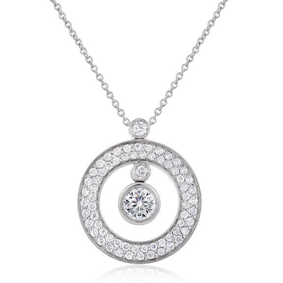 18k White Gold Cento Pave Diamond Baby O Necklace