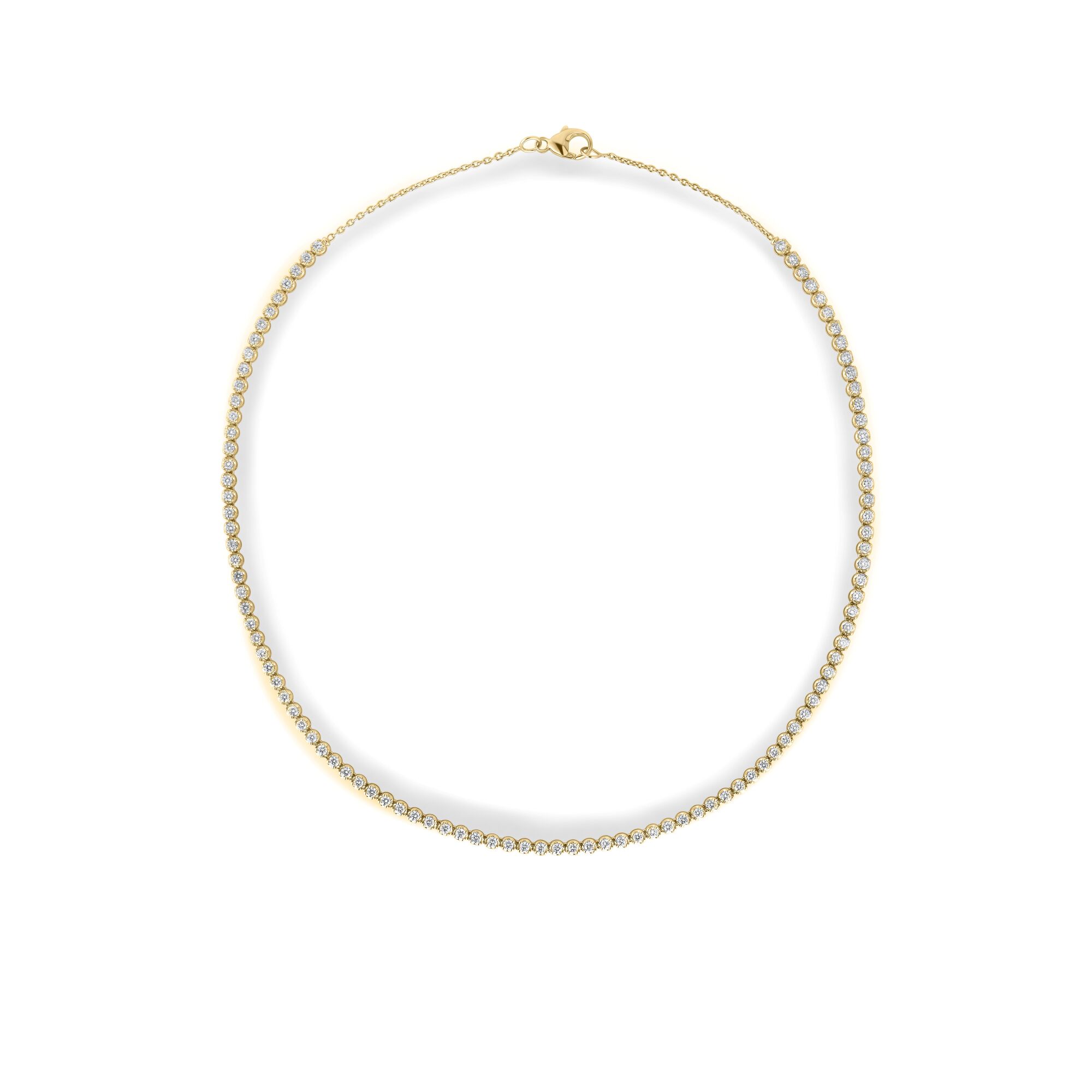 18k Yellow Gold Classic Diamon Non-graduated Riviera Diamond Necklace