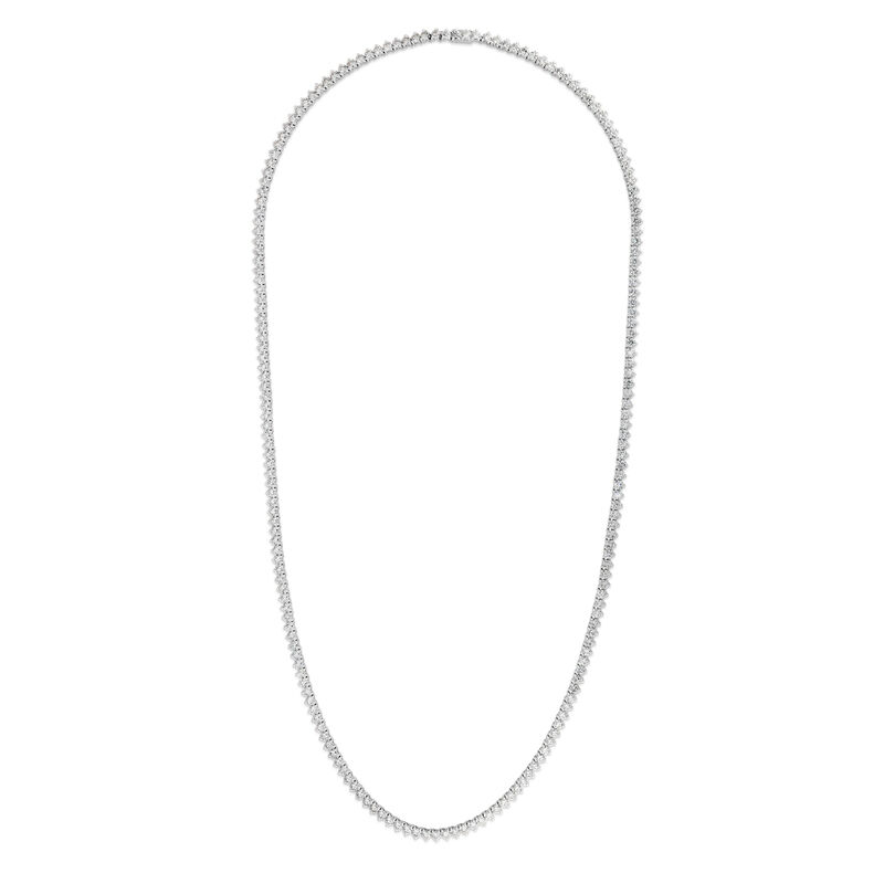 18k White Gold Classic Diamond 3 Prong Setting Non Graduated Riviera Diamond Necklace