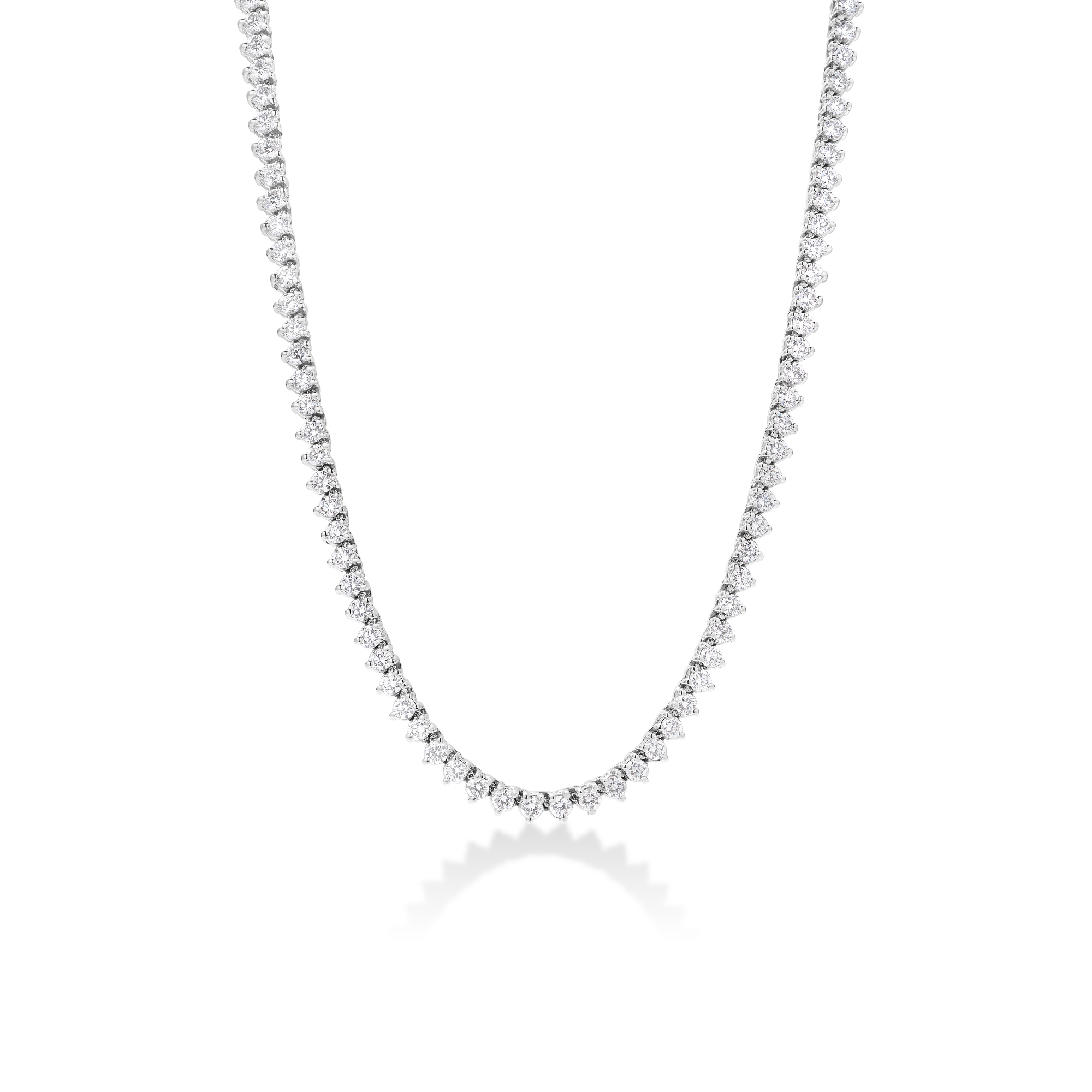 18k White Gold Classic Diamond Non-graduated Riviera Necklace