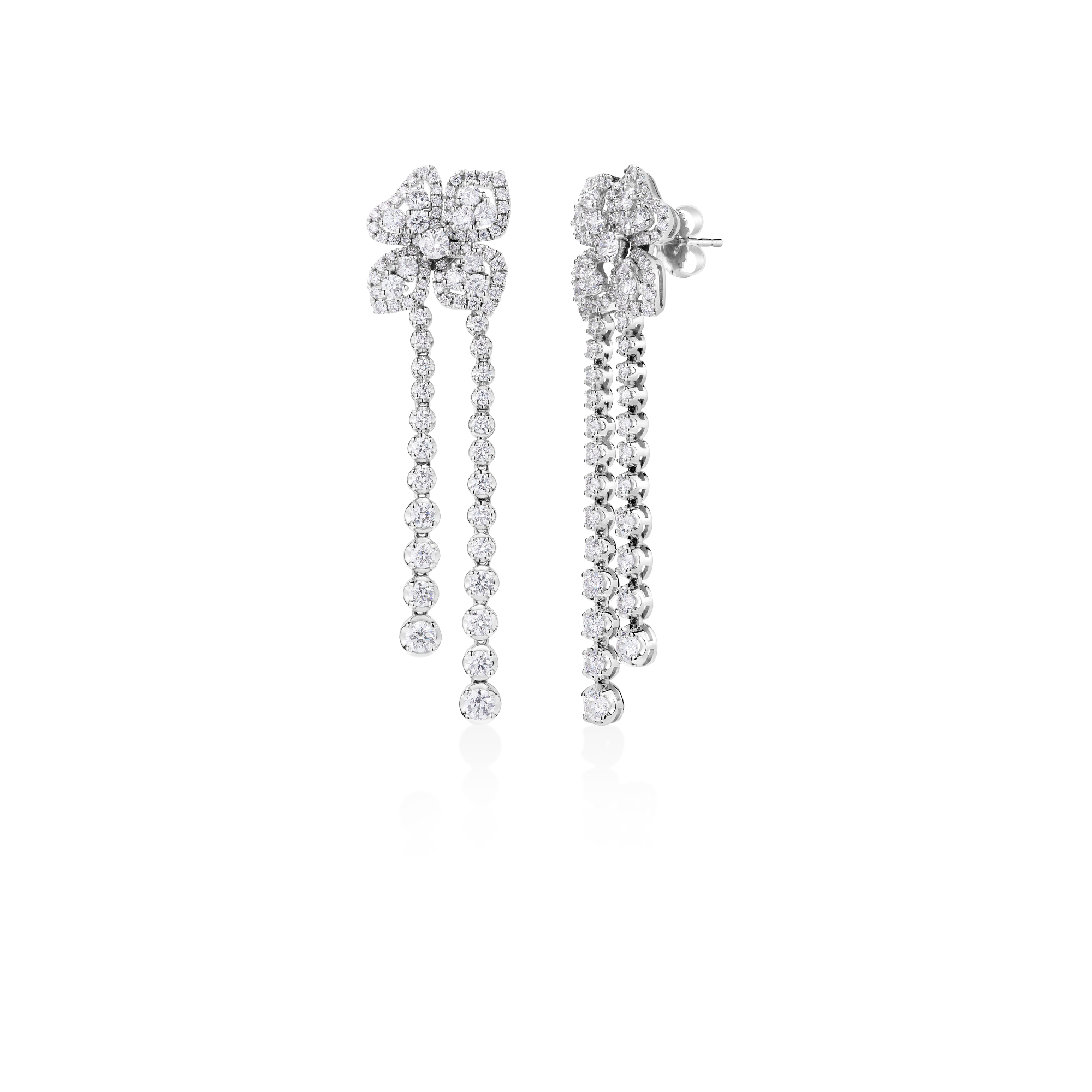 18k White Gold Classic Diamond Fiore Couture Dangle Earrings