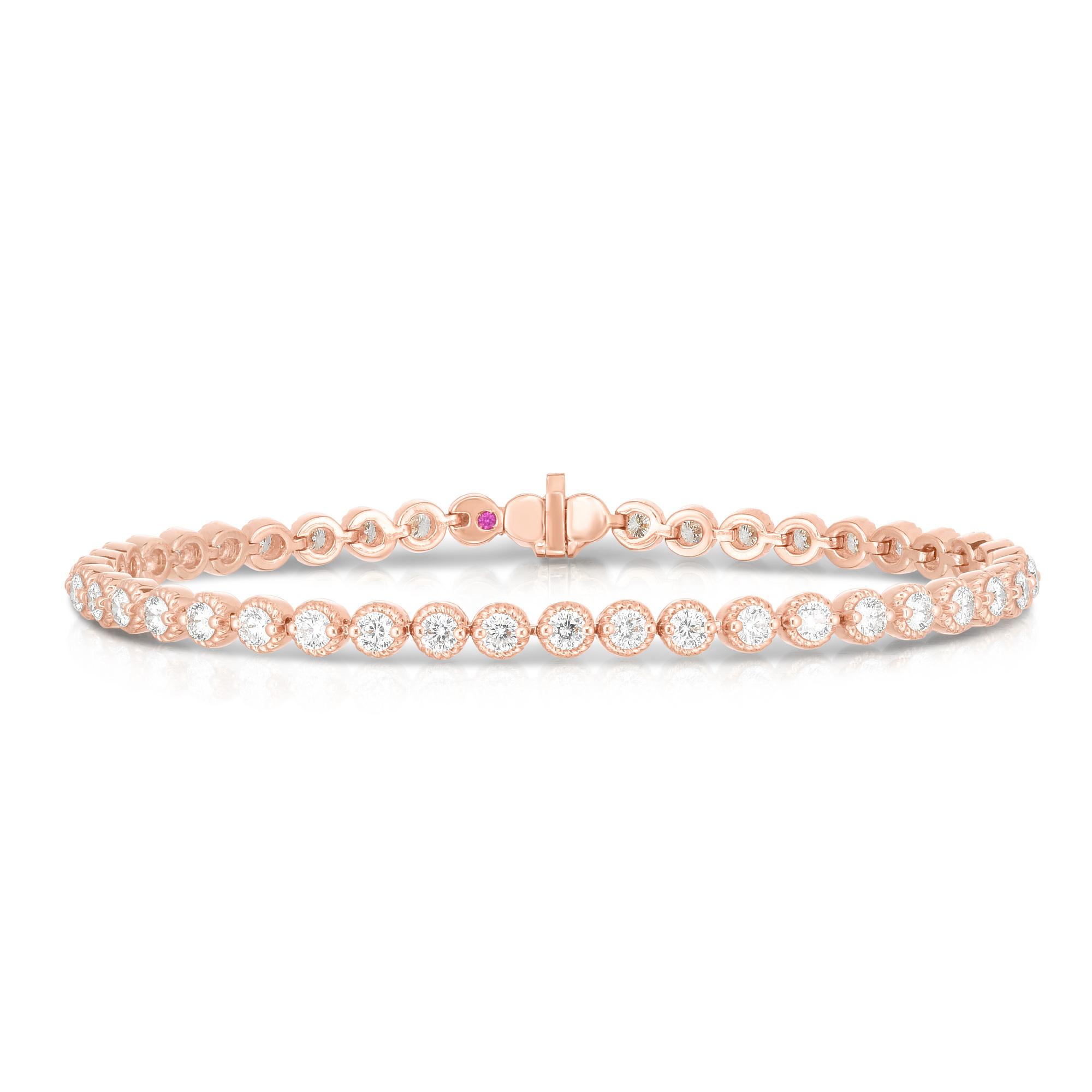 18k Rose Gold New Florentine Textured Bezel Bracelet