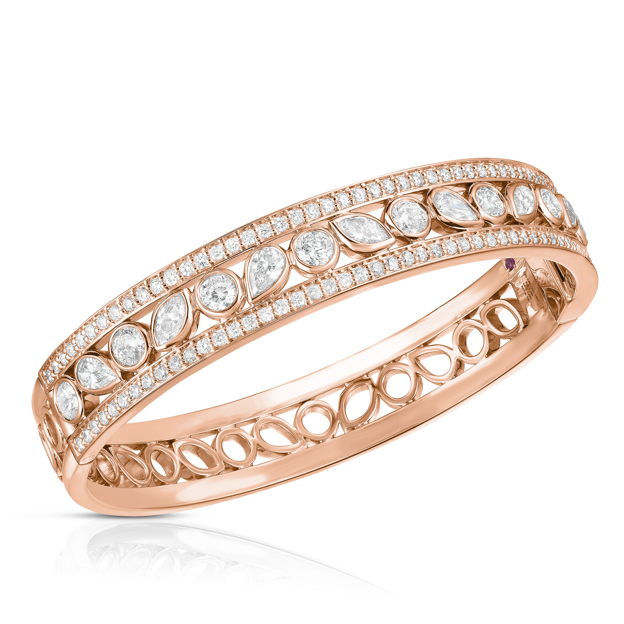 18k Rose Gold Dolce Pave Diamond Bangle - Ef V