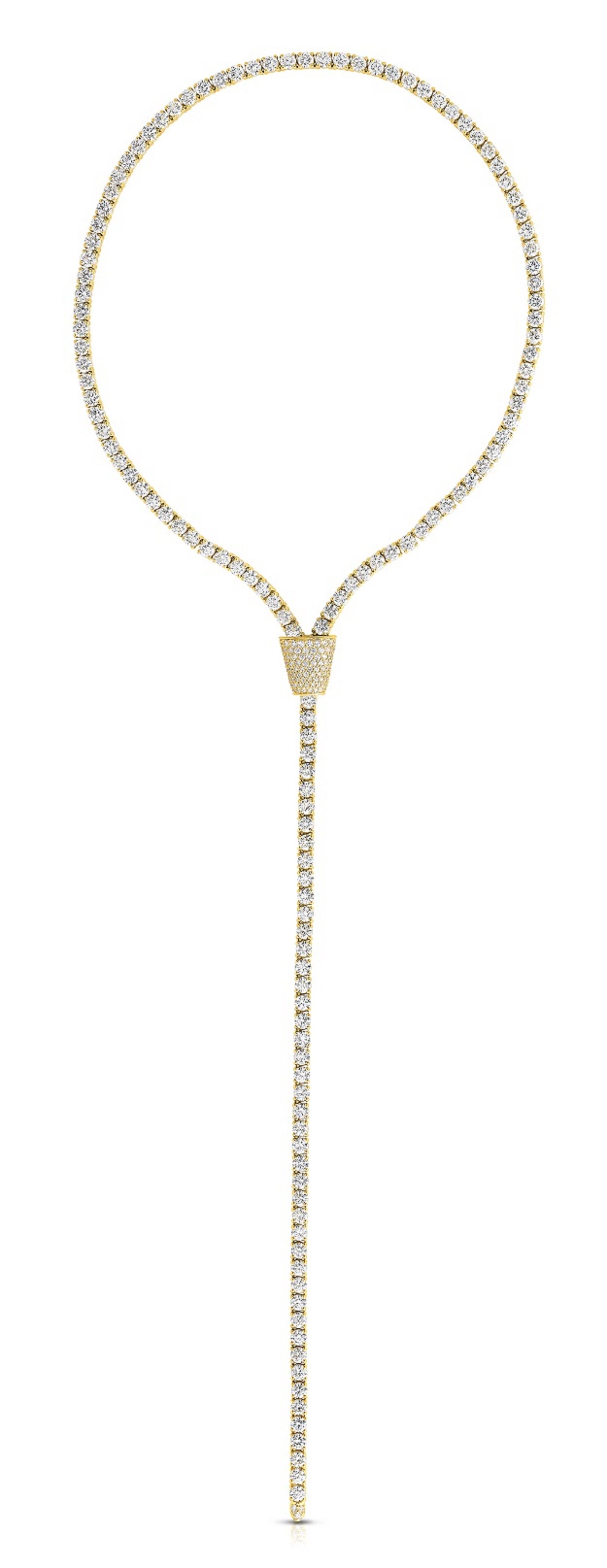 18k Yellow Gold Classic Diamond Lariat Necklace - 167x.15ct 24 Inch