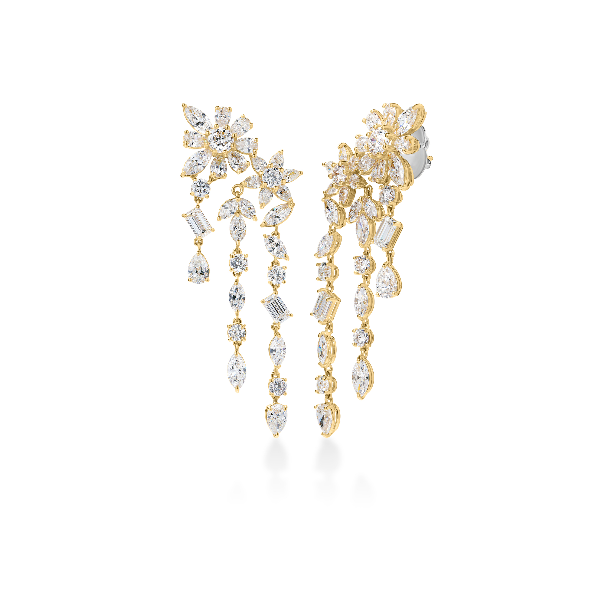 18k Yellow Gold Classic Diamond Couture Dangle Earrings