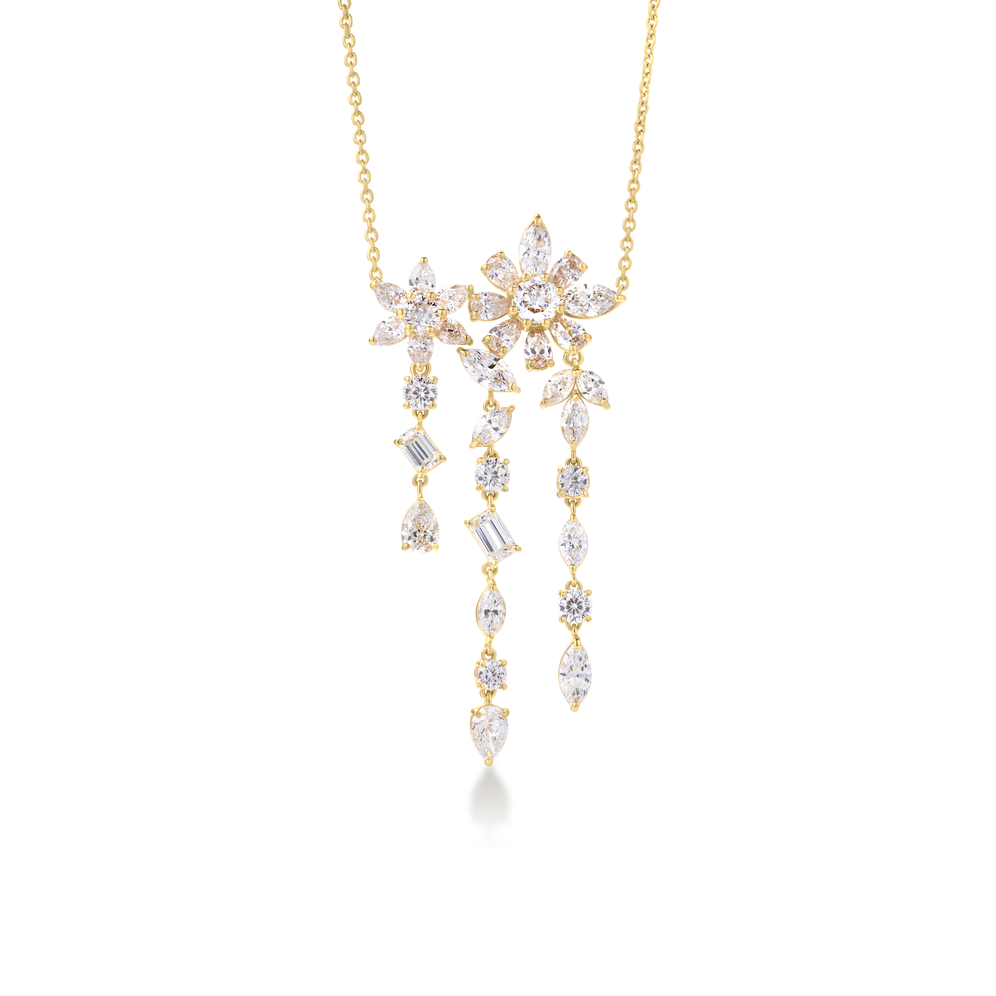 18k Yellow Gold Classic Diamond Couture Dangle Pendant Necklace