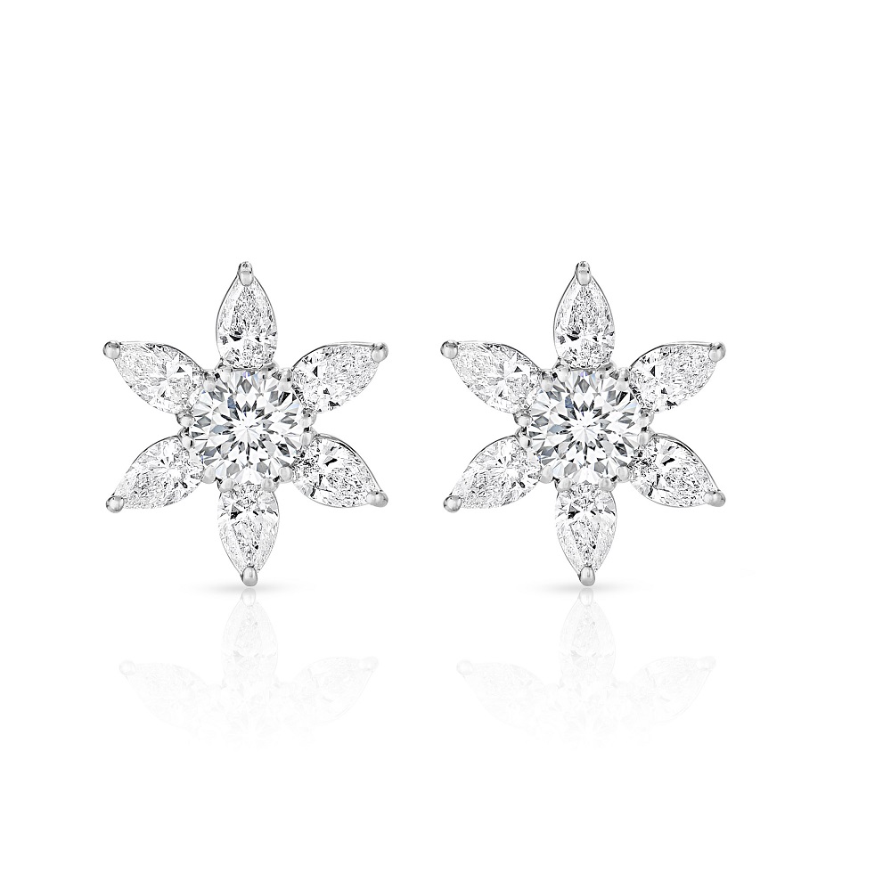 18k White Gold Stelle Diamond Stud Earrings - 2 X.20ct Center