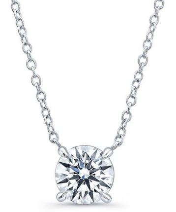 18k White Gold Classic Diamond Solitaire Diamond Necklace - 0.30