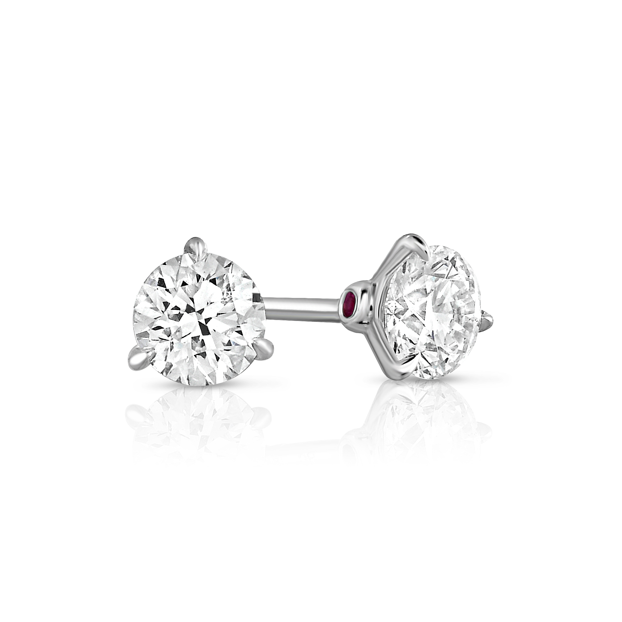 18k White Gold Classic Diamond Large Diamond Stud Earrings