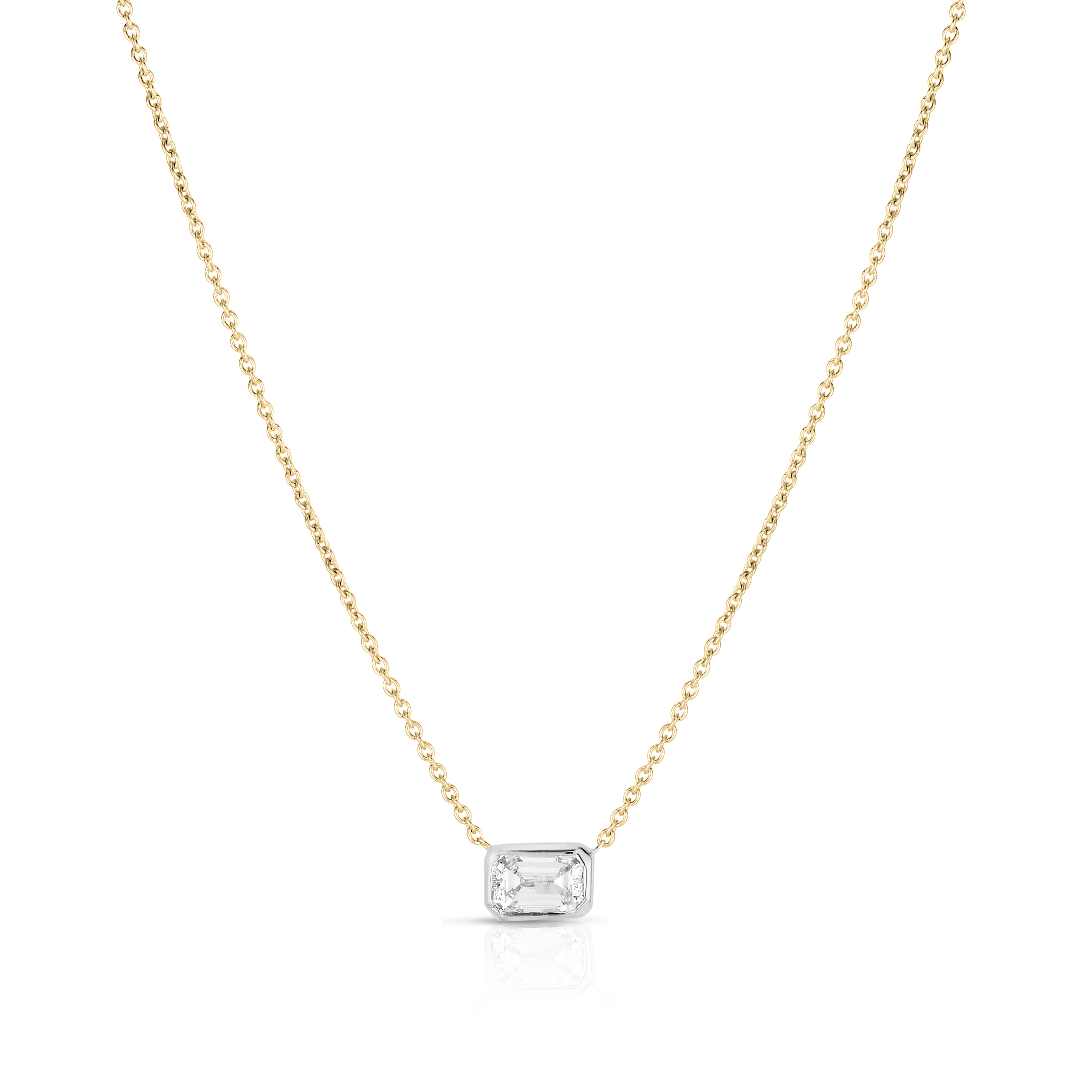 18k Yellow/white Gold Diamonds By The Inch Large Emerald Cut Necklace