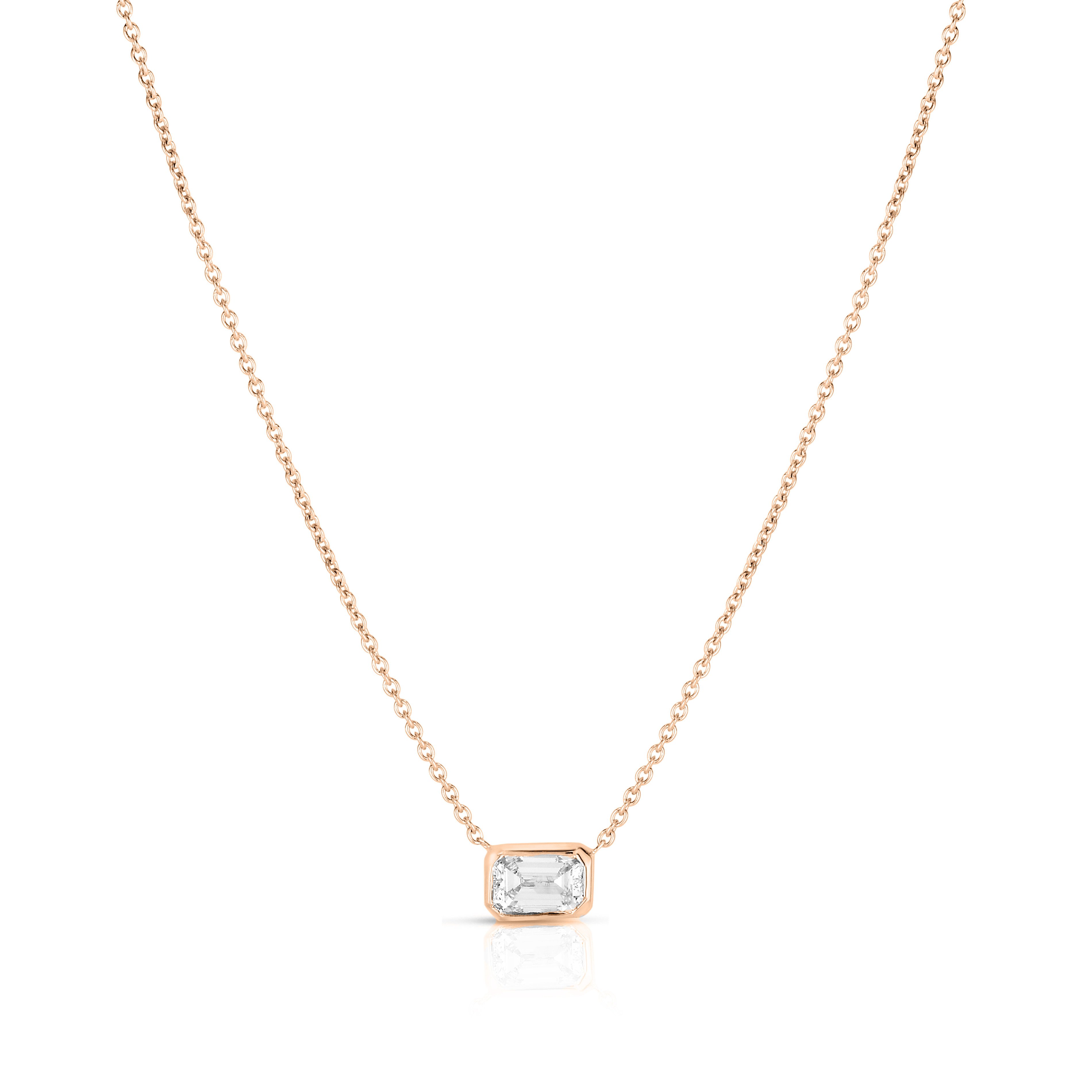 18k Rose Gold Diamonds By The Inch Large Emerald Cut Necklace
