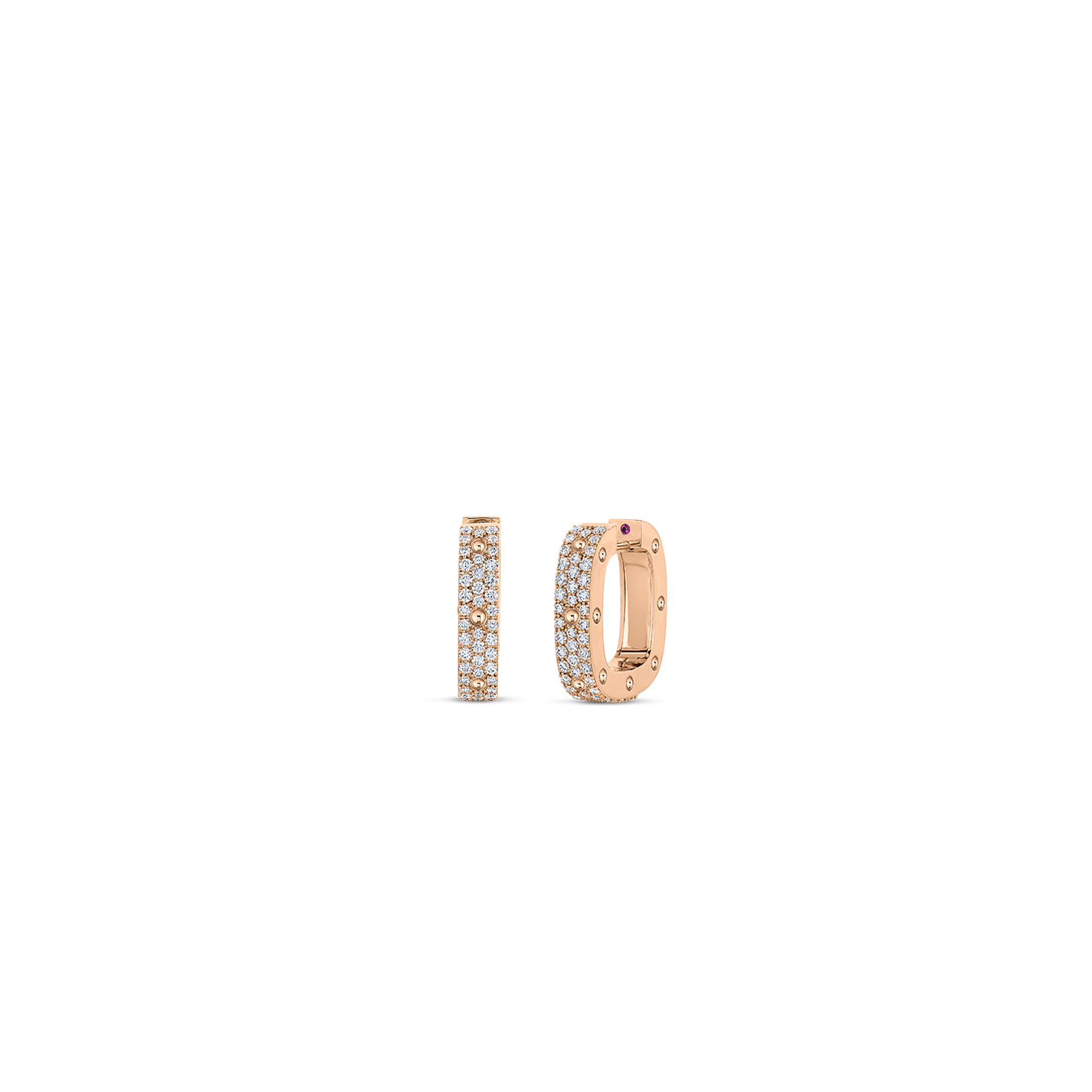 18k Rose Gold Pois Moi Diamond Sqaure Hoop Earrings