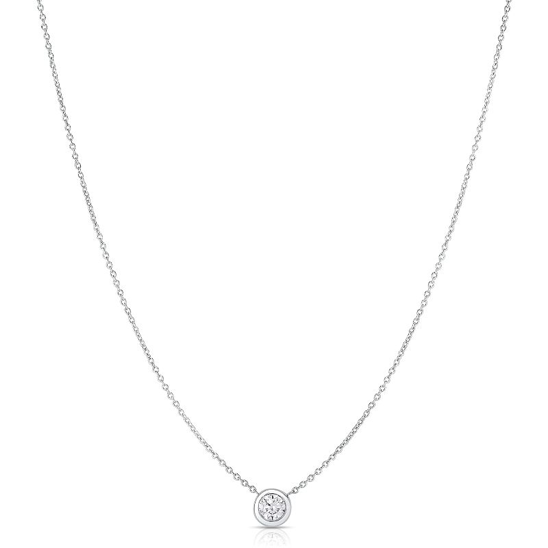 Roberto Coin Diamonds By The Inch 18K White Gold Necklace With One Diamond Station