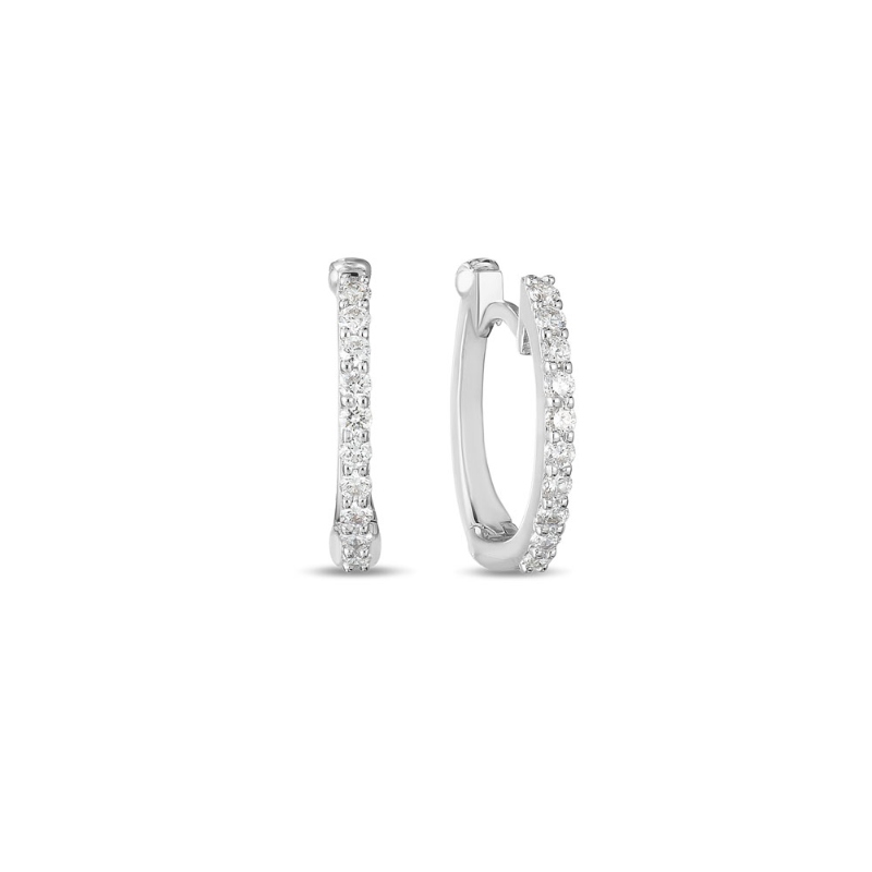 Roberto Coin  White Gold Diamond Baby Hoop Earrings