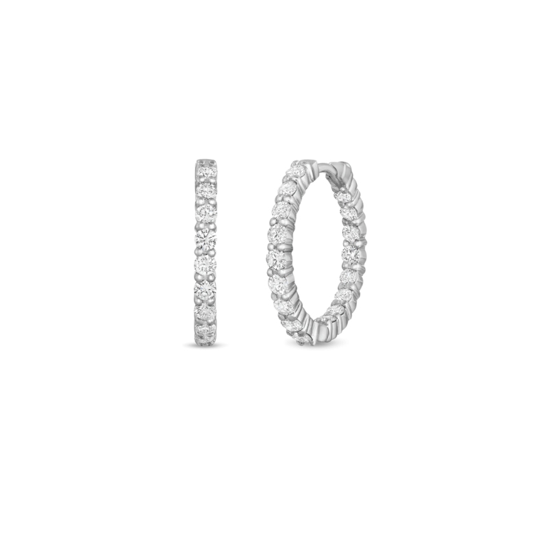 18K White Gold Small Inside Outside The Perfect Diamond Hoop Earrings