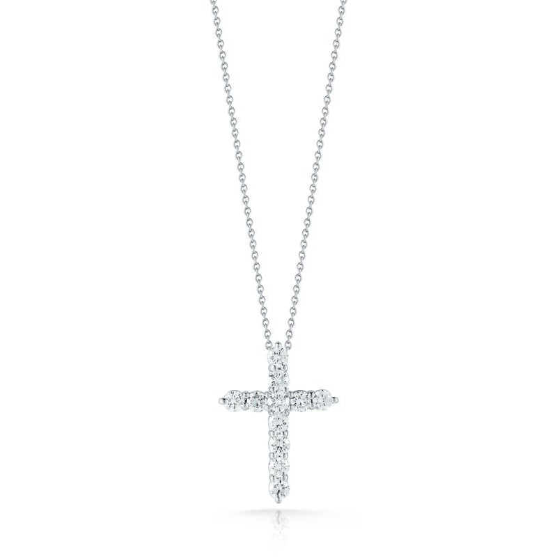 18K White Gold Tiny Treasures Diamond Cross Necklace