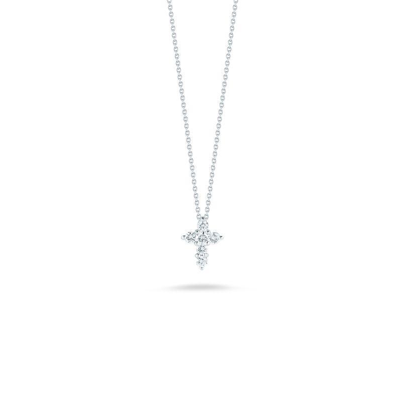 18K White Gold Tiny Treasures Diamond Cross Necklace