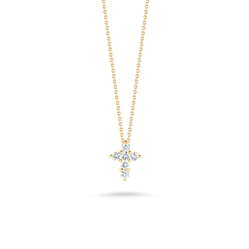 18K Yellow Gold Tiny Treasures Mini Diamond Cross Necklace