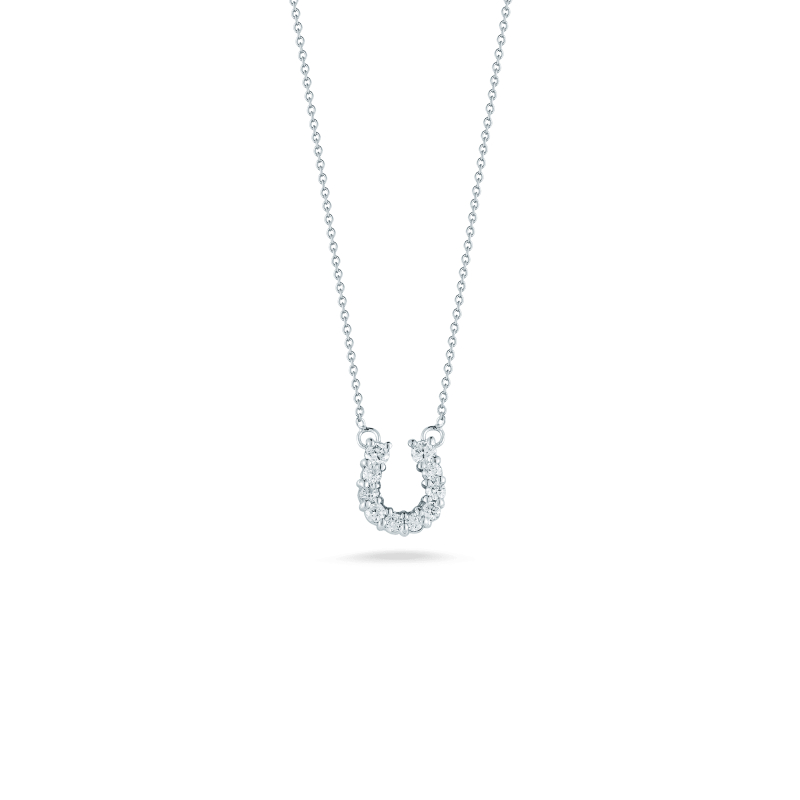 Roberto Coin 18K White Gold Tiny Treasures Diamond Horseshoe Necklace