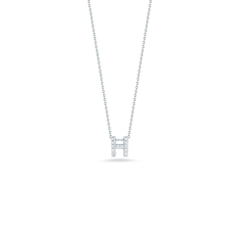 Roberto Coin 18Kt Gold Love Letter H Pendant With Diamonds