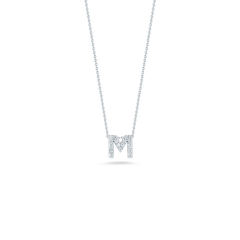 Roberto Coin White Gold Diamond Love Letter "M" Necklace