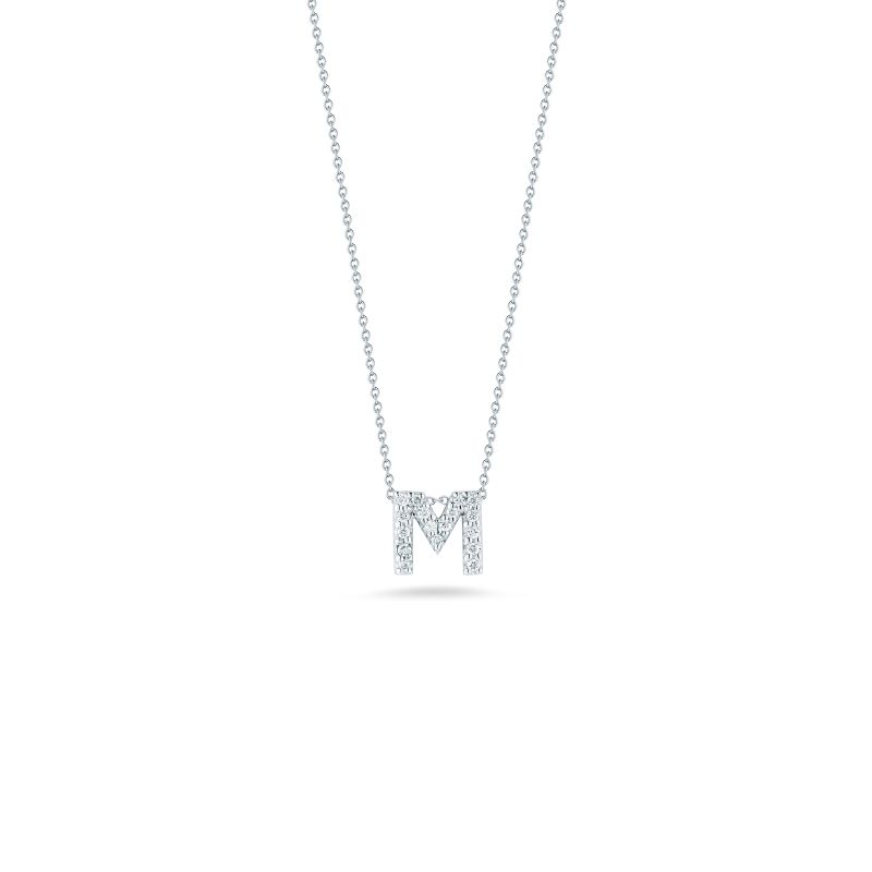 Roberto Coin White Gold Diamond Love Letter M Necklace