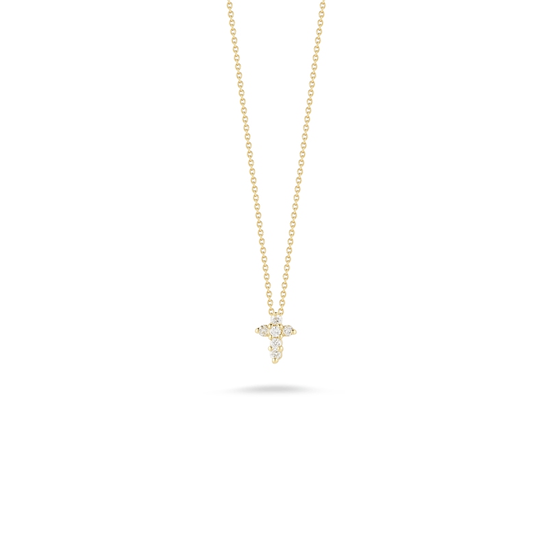 Yellow Gold Baby Cross Pendant with Diamonds
